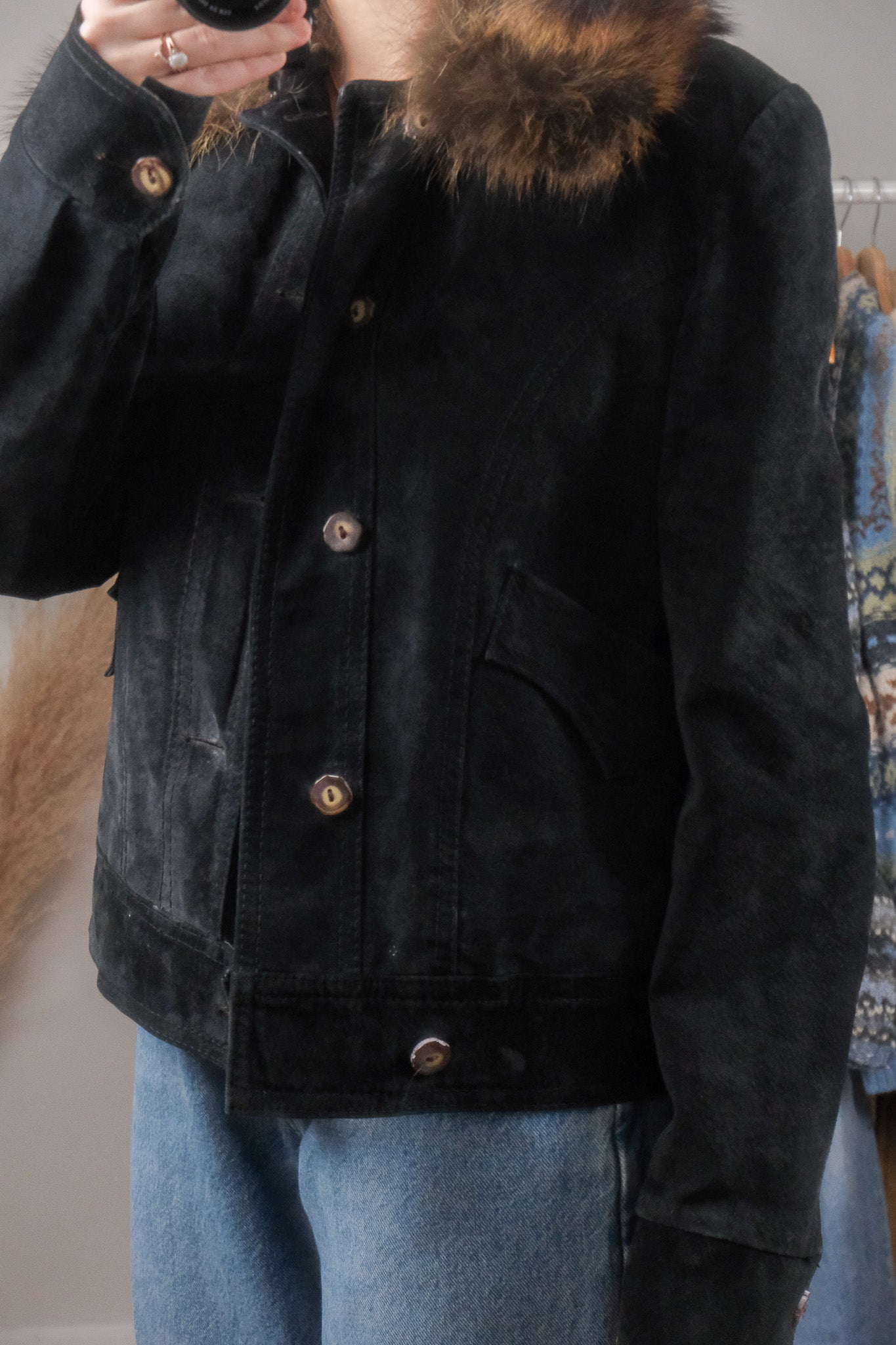 Made in Canada x Vintage x Suede Faux Fur Jacket (S/M)