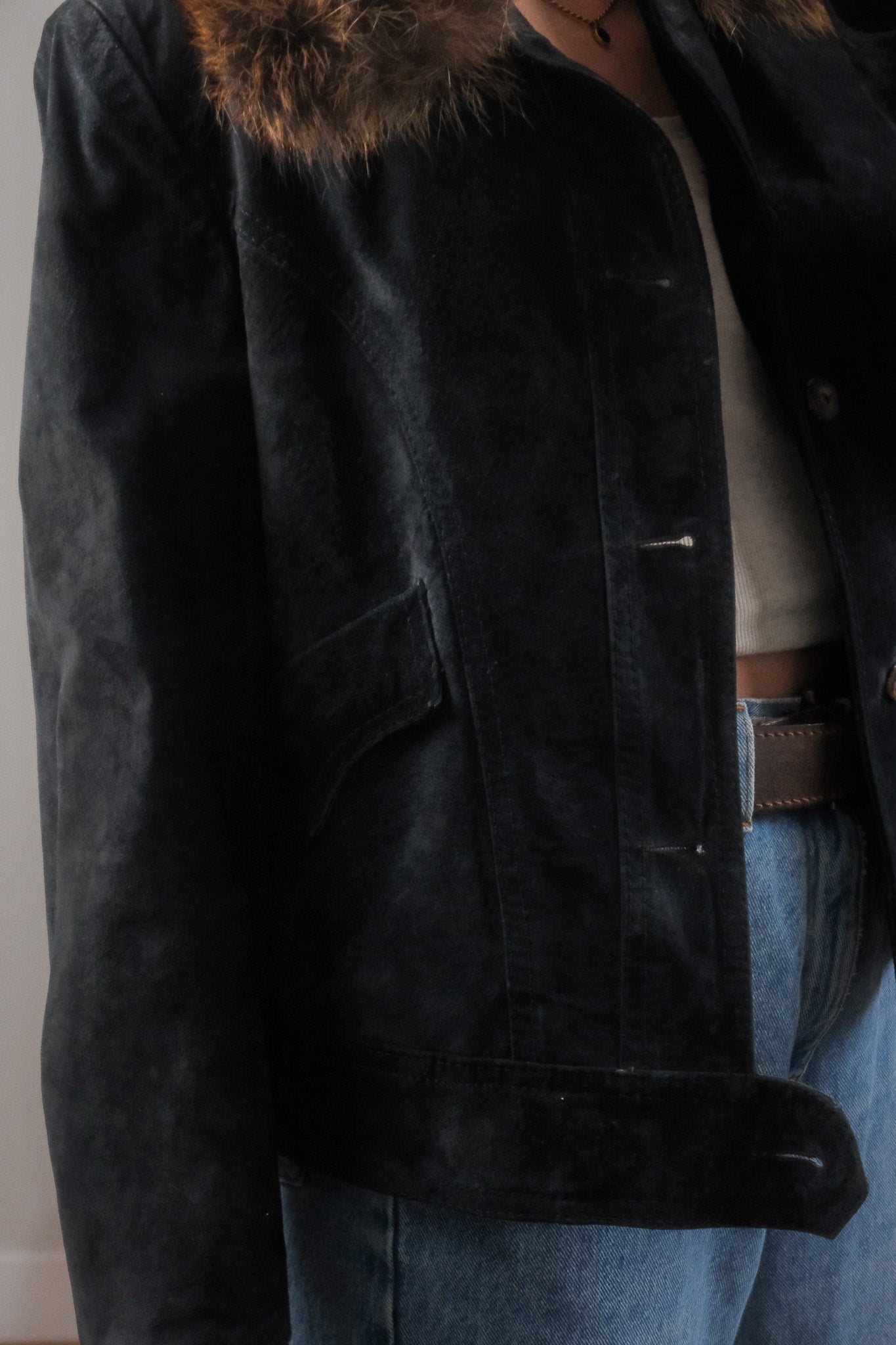 Made in Canada x Vintage x Suede Faux Fur Jacket (S/M)