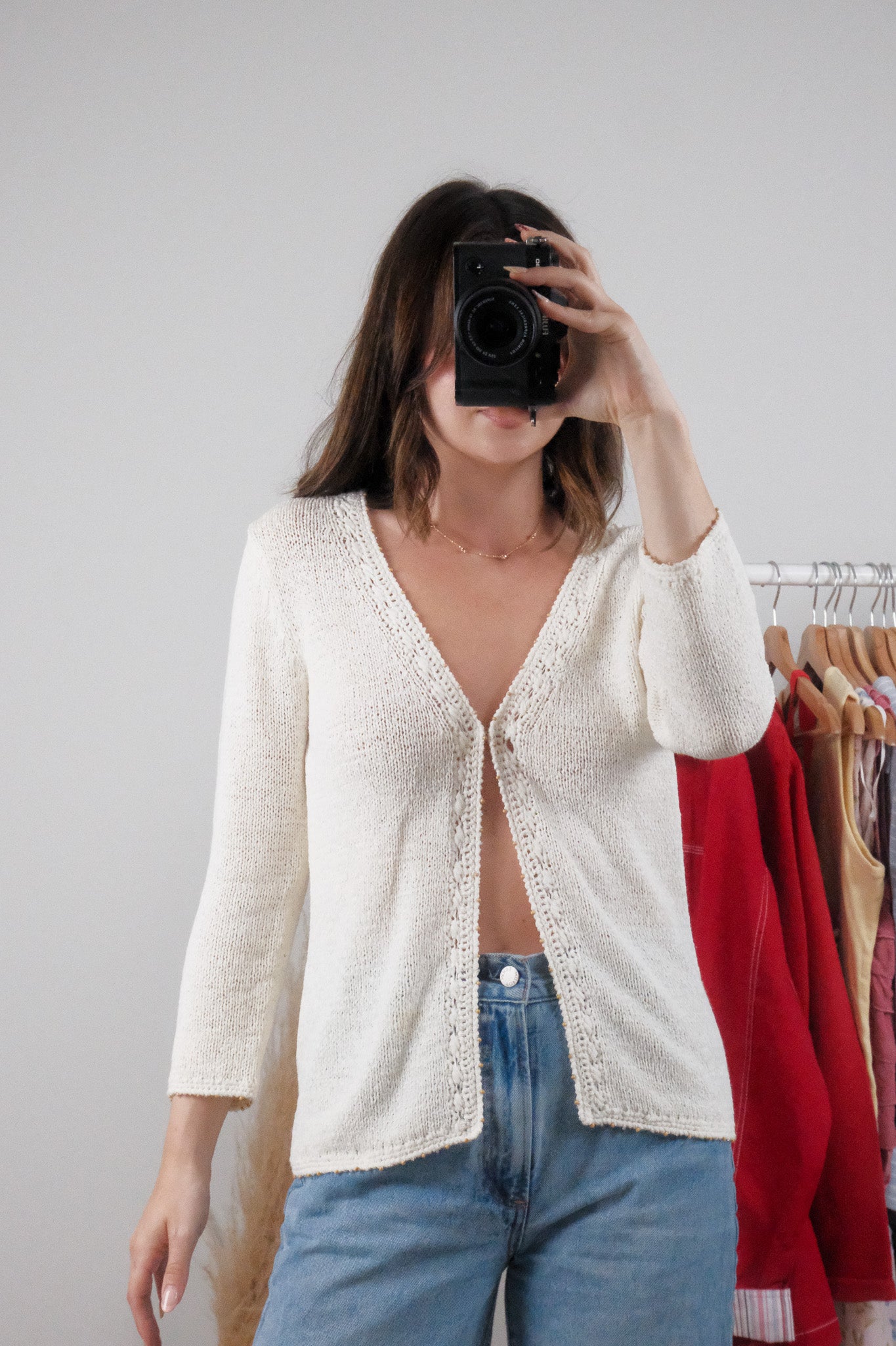 Vintage x Beaded Knit Clasp Cardigan (S)