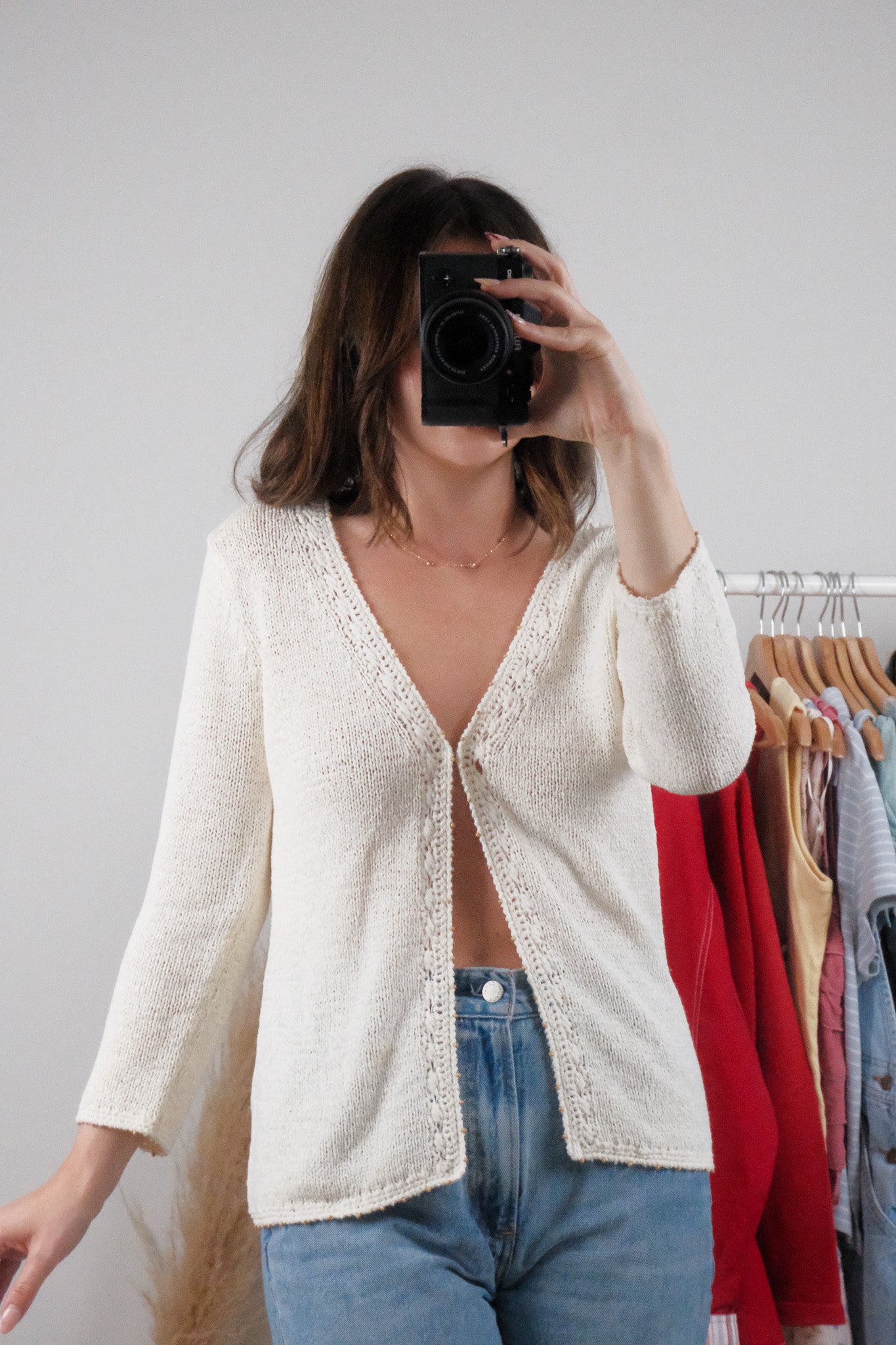 Vintage x Beaded Knit Clasp Cardigan (S)
