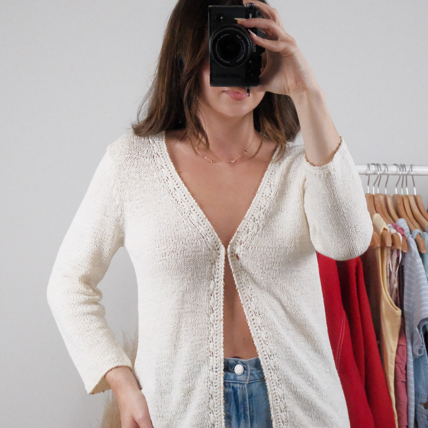 Vintage x Beaded Knit Clasp Cardigan (S)