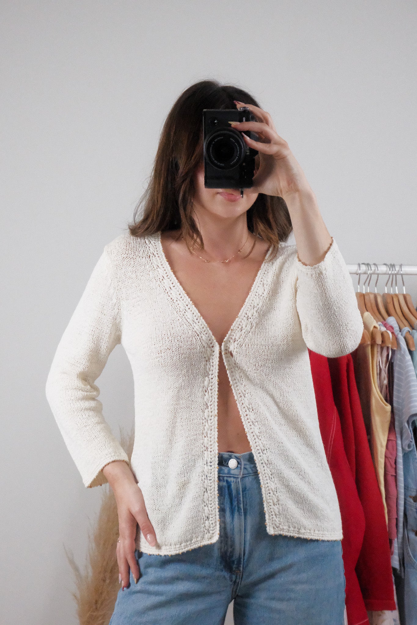 Vintage x Beaded Knit Clasp Cardigan (S)