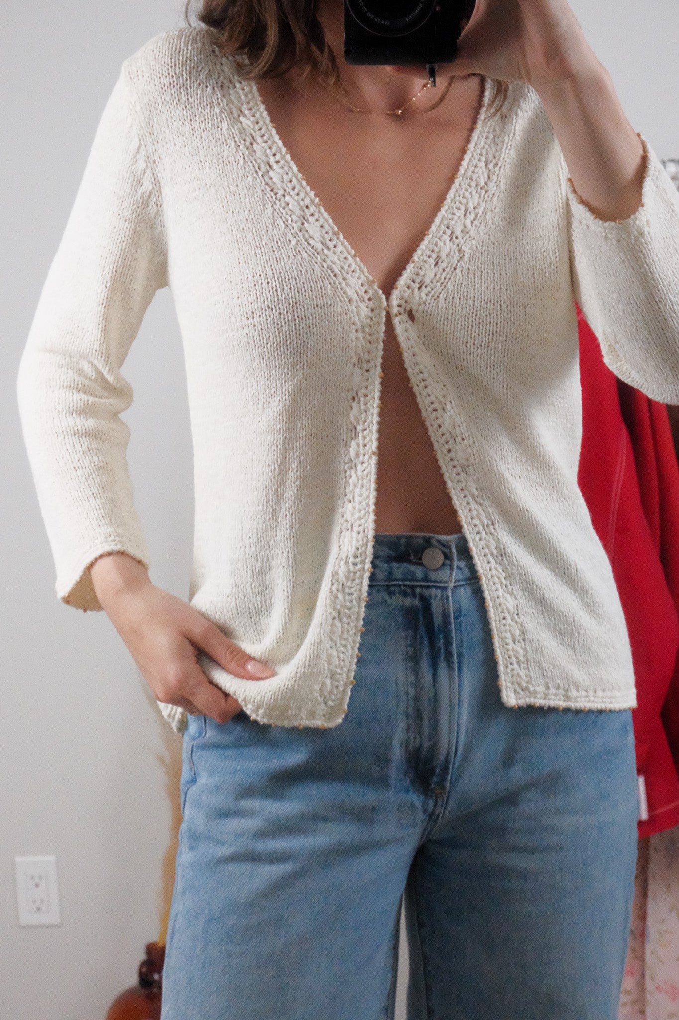 Vintage x Beaded Knit Clasp Cardigan (S)