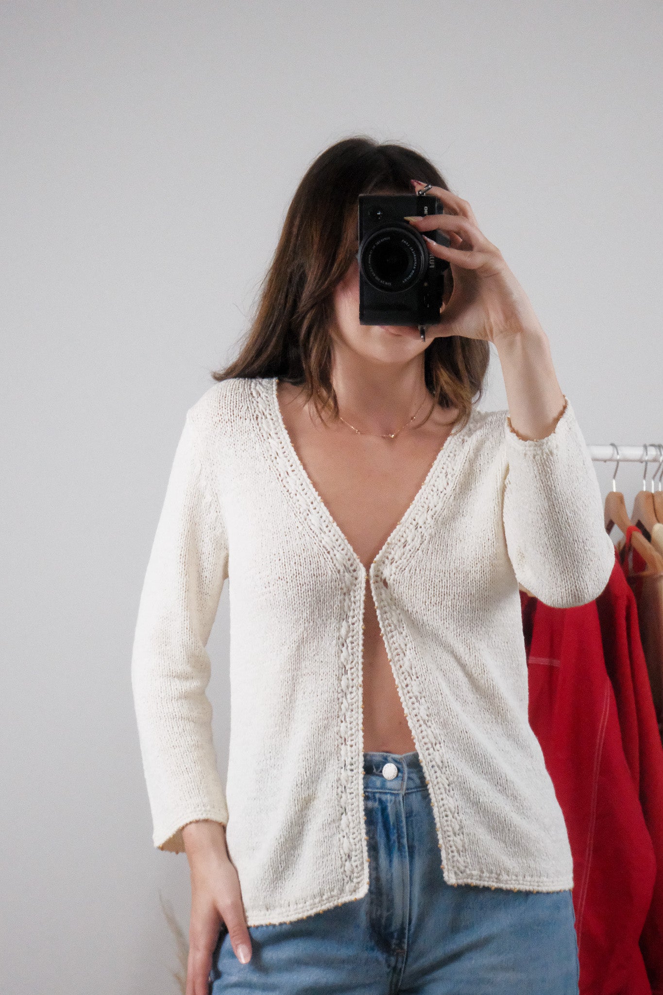 Vintage x Beaded Knit Clasp Cardigan (S)
