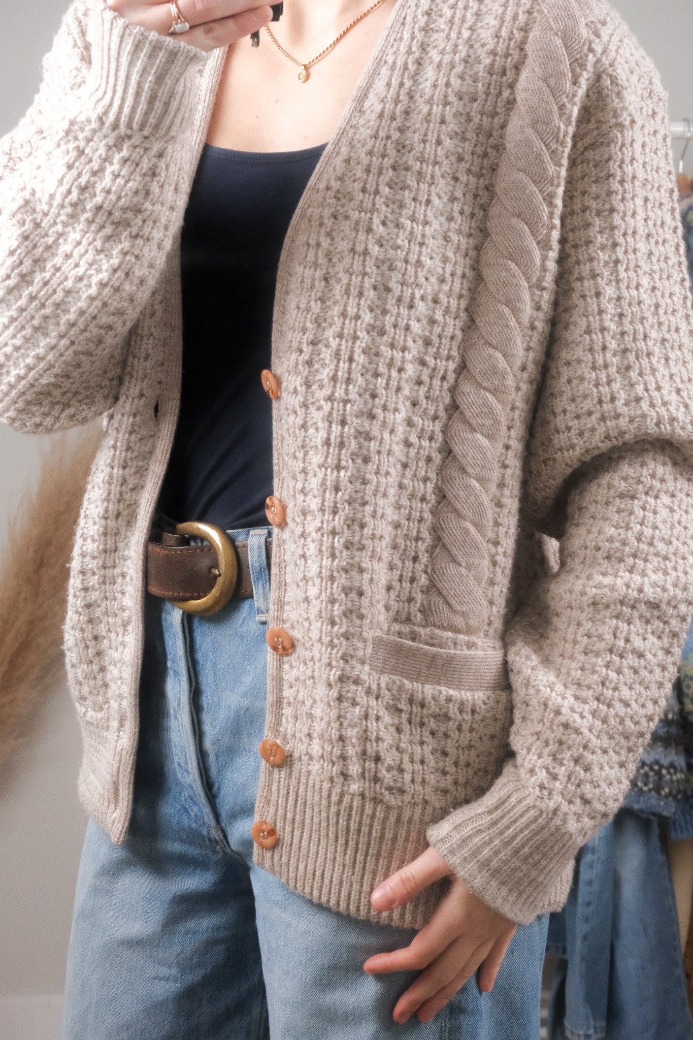 Made in Canada x Vintage x Chunky Knit Cardigan (L)
