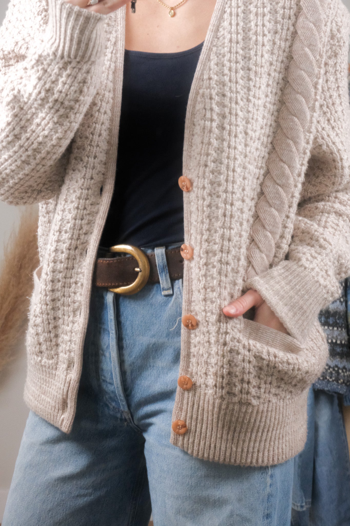 Made in Canada x Vintage x Chunky Knit Cardigan (L)