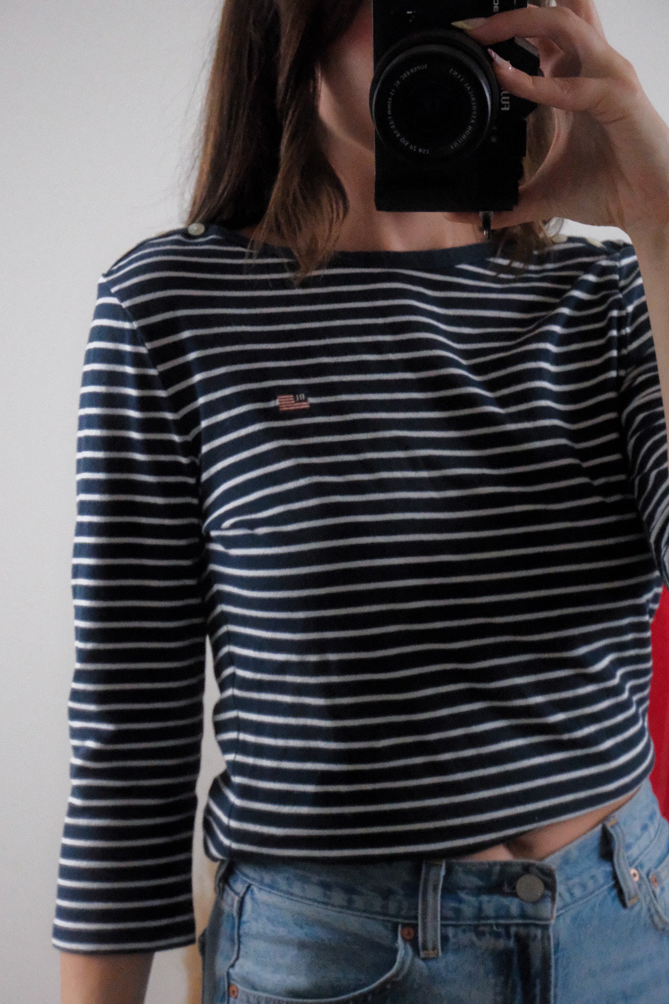 Vintage x Ralph Lauren x Striped 3/4 Sleeve Top (S/M)
