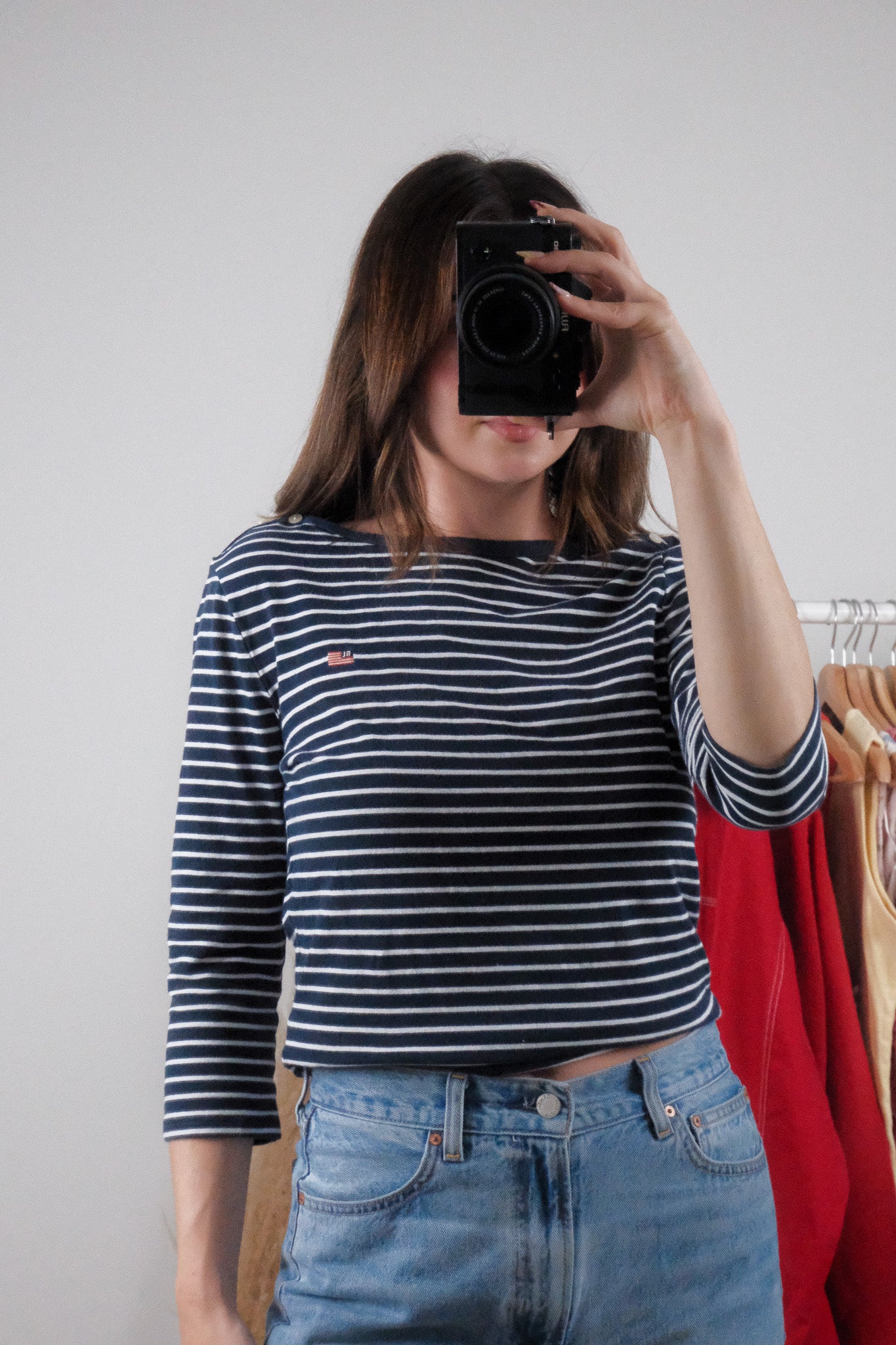 Vintage x Ralph Lauren x Striped 3/4 Sleeve Top (S/M)