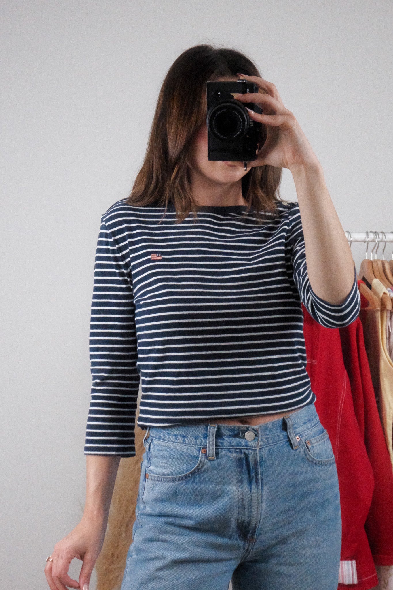 Vintage x Ralph Lauren x Striped 3/4 Sleeve Top (S/M)