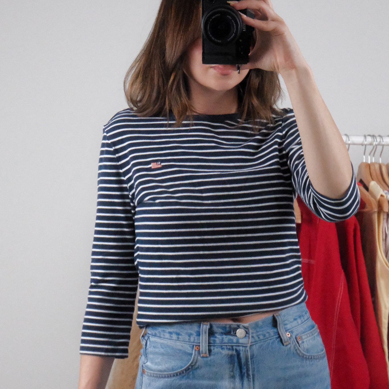 Vintage x Ralph Lauren x Striped 3/4 Sleeve Top (S/M)
