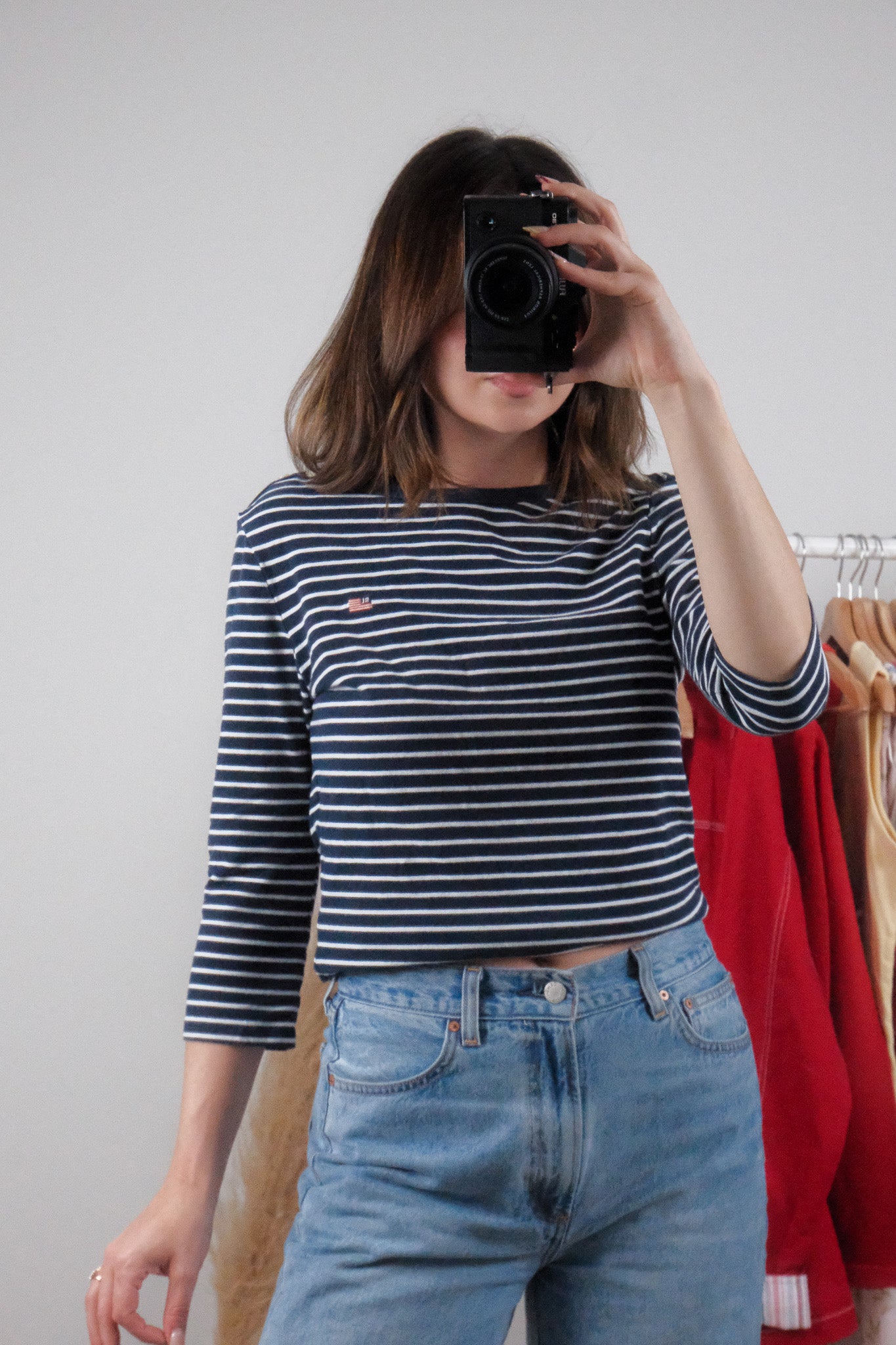 Vintage x Ralph Lauren x Striped 3/4 Sleeve Top (S/M)