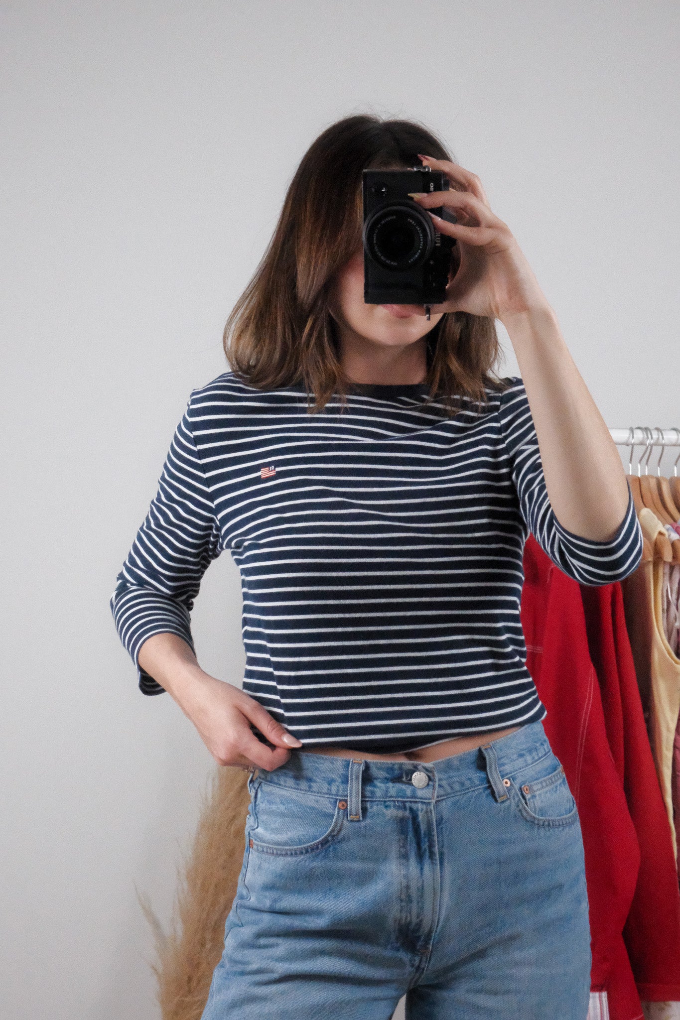 Vintage x Ralph Lauren x Striped 3/4 Sleeve Top (S/M)