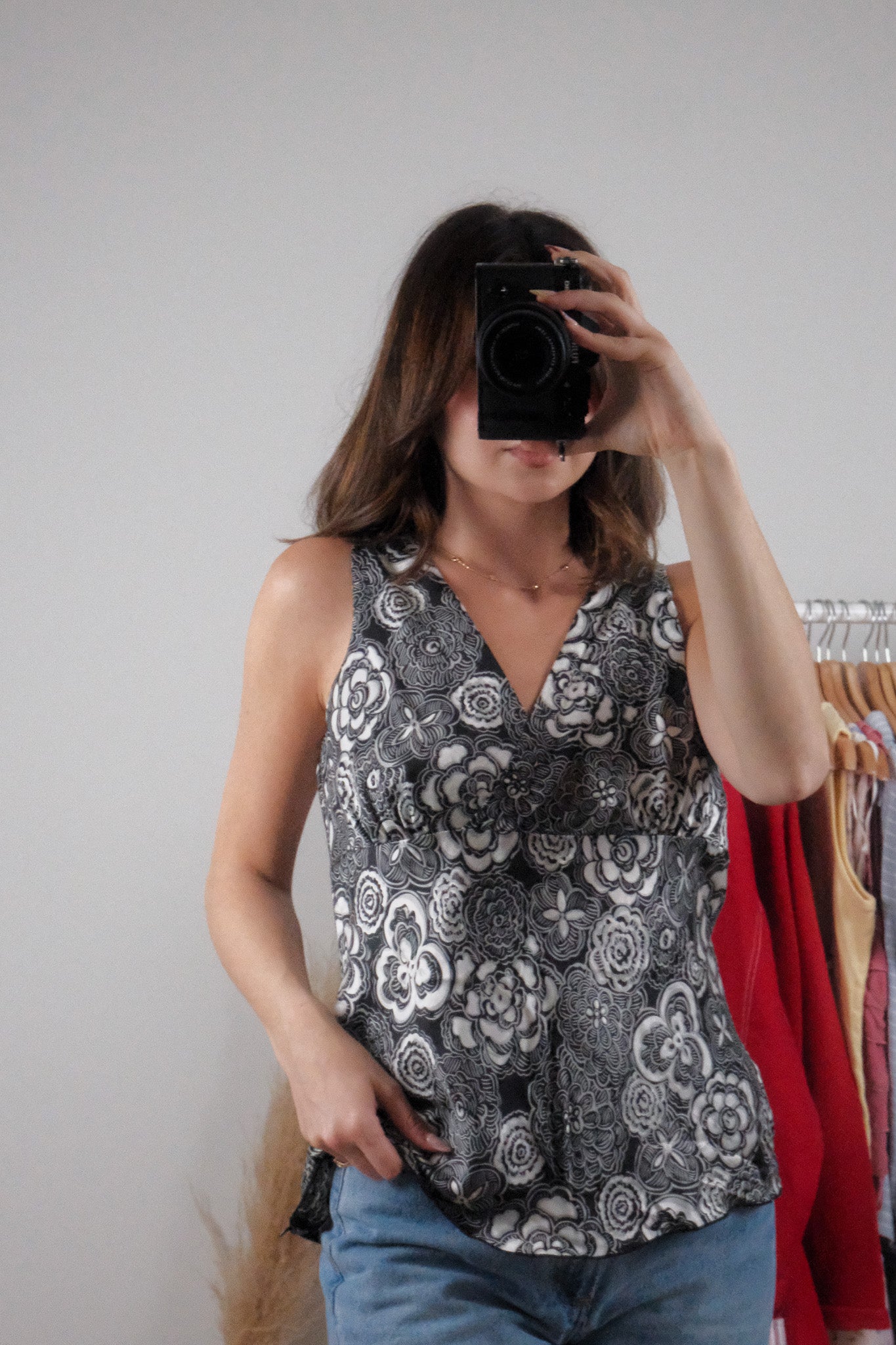 Vintage x 2004 Old Navy x Silk Patterned Tank (L)