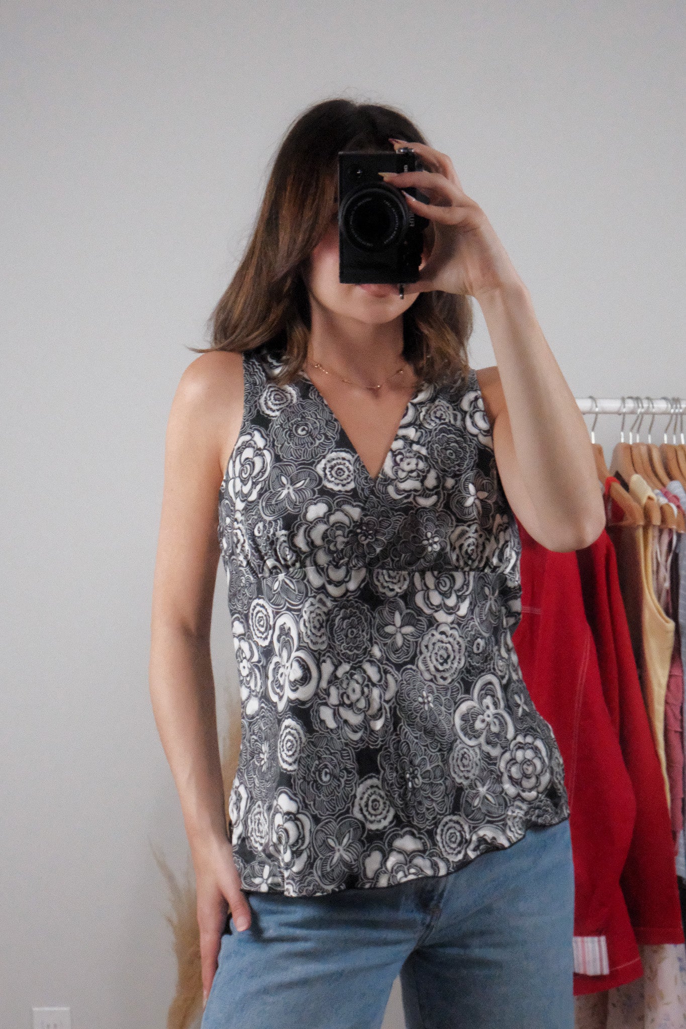 Vintage x 2004 Old Navy x Silk Patterned Tank (L)