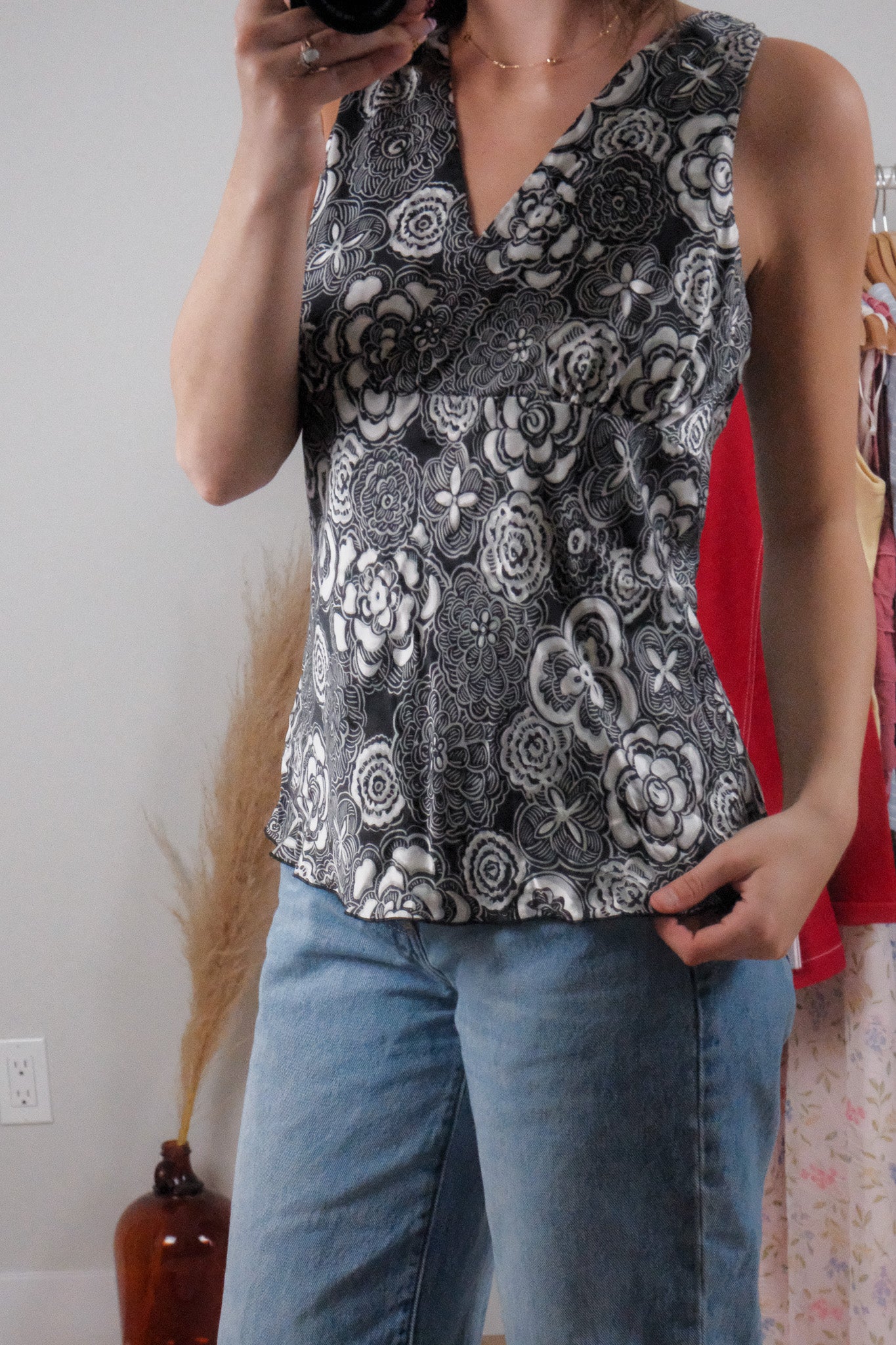 Vintage x 2004 Old Navy x Silk Patterned Tank (L)