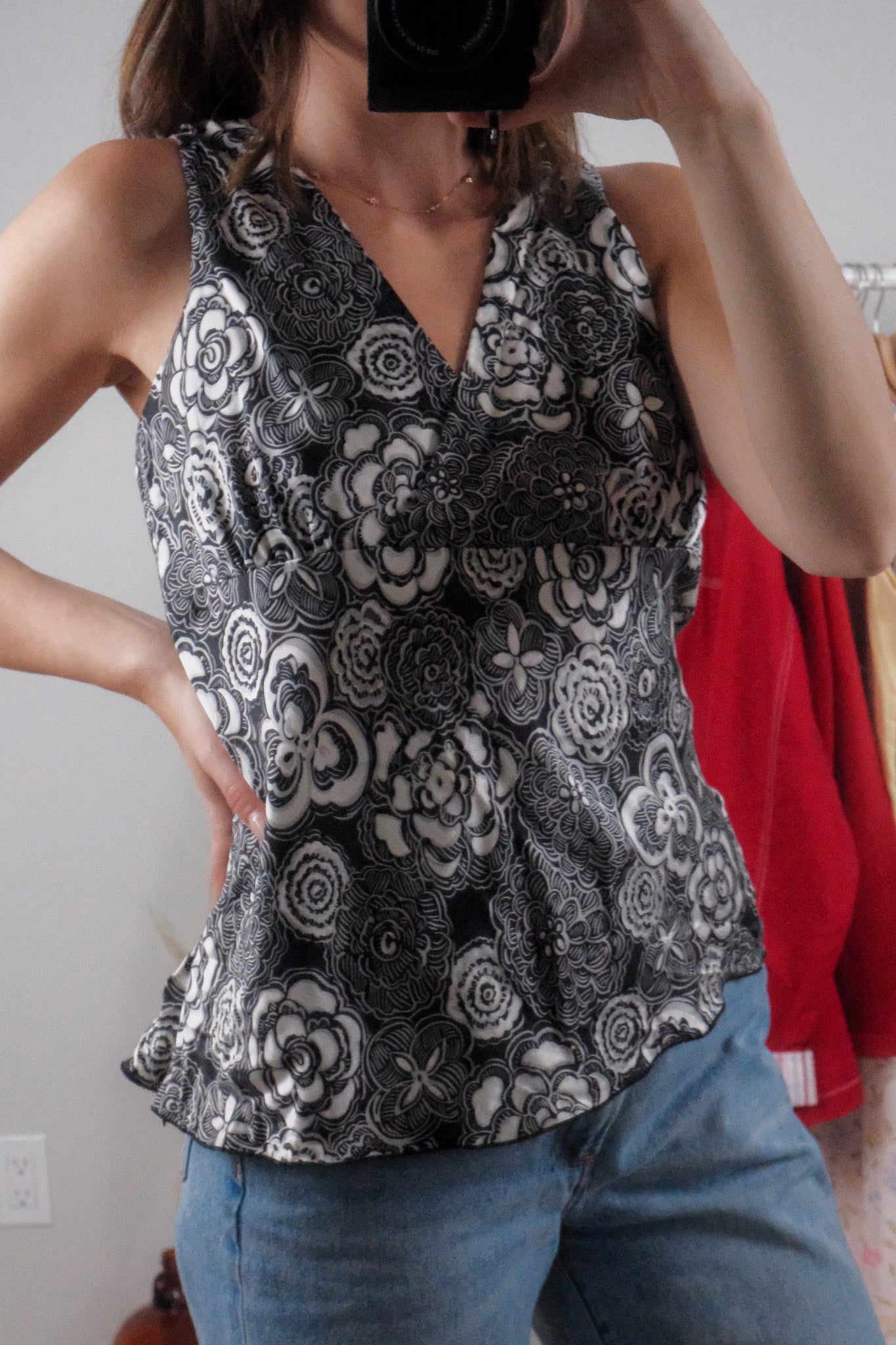Vintage x 2004 Old Navy x Silk Patterned Tank (L)