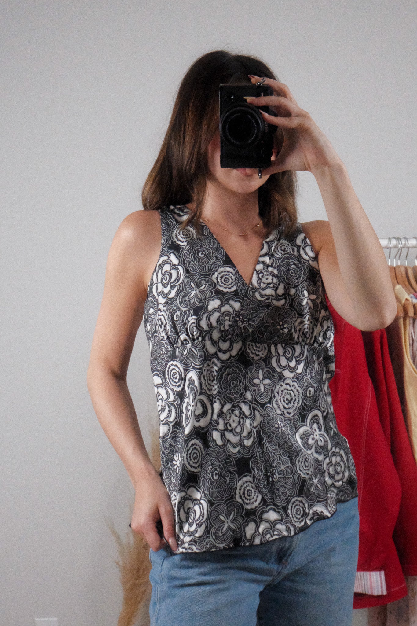 Vintage x 2004 Old Navy x Silk Patterned Tank (L)