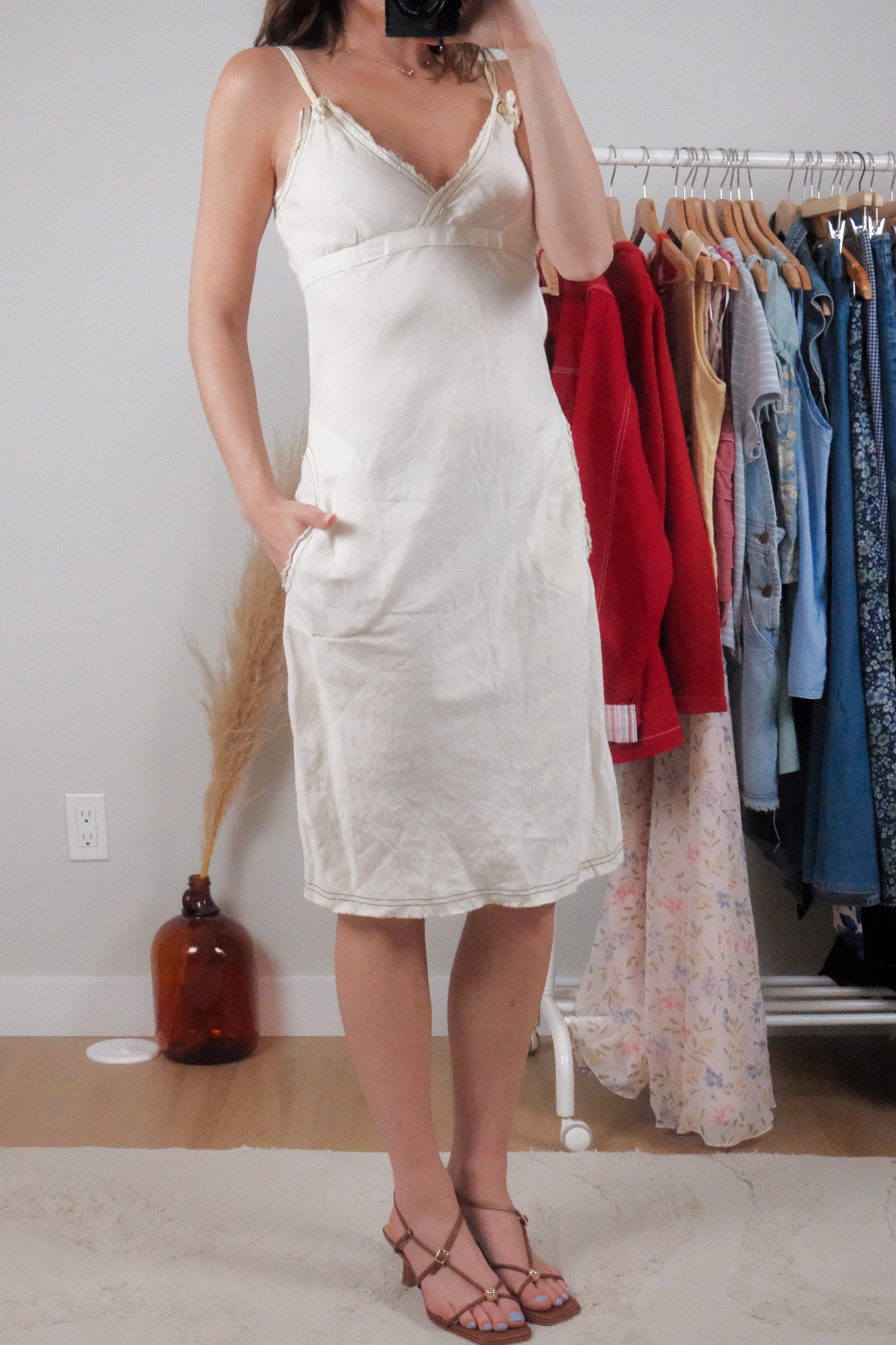 Made in Italy x Vintage x Linen Cargo Midi Dress (S)
