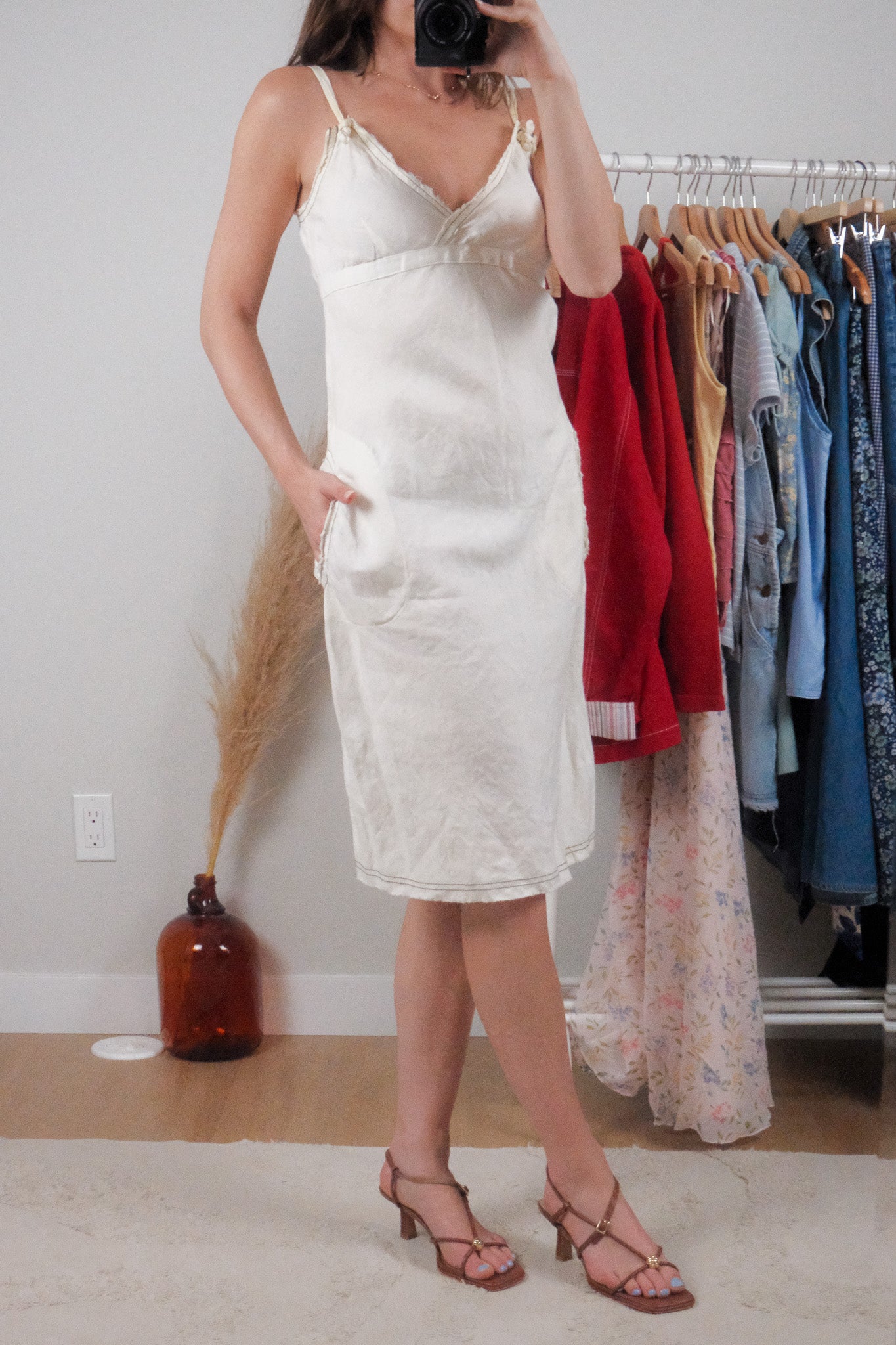 Made in Italy x Vintage x Linen Cargo Midi Dress (S)