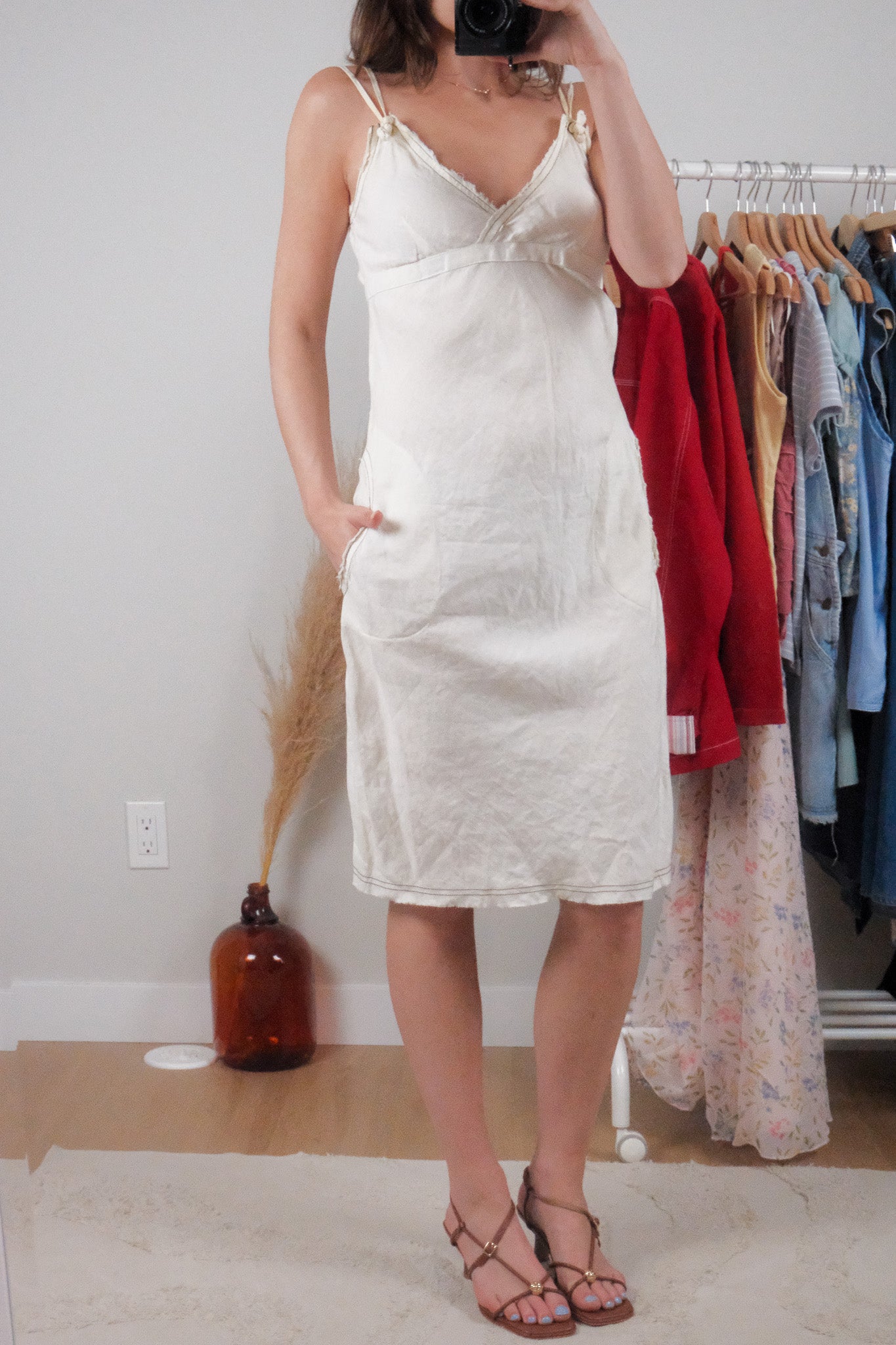 Made in Italy x Vintage x Linen Cargo Midi Dress (S)