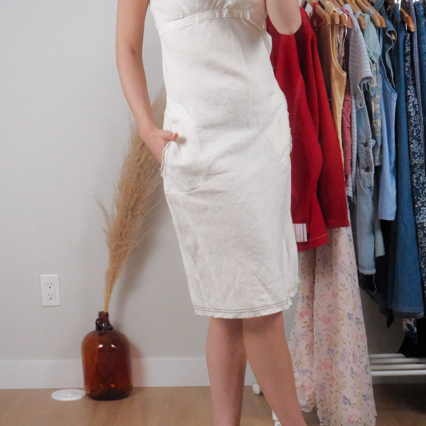 Made in Italy x Vintage x Linen Cargo Midi Dress (S)