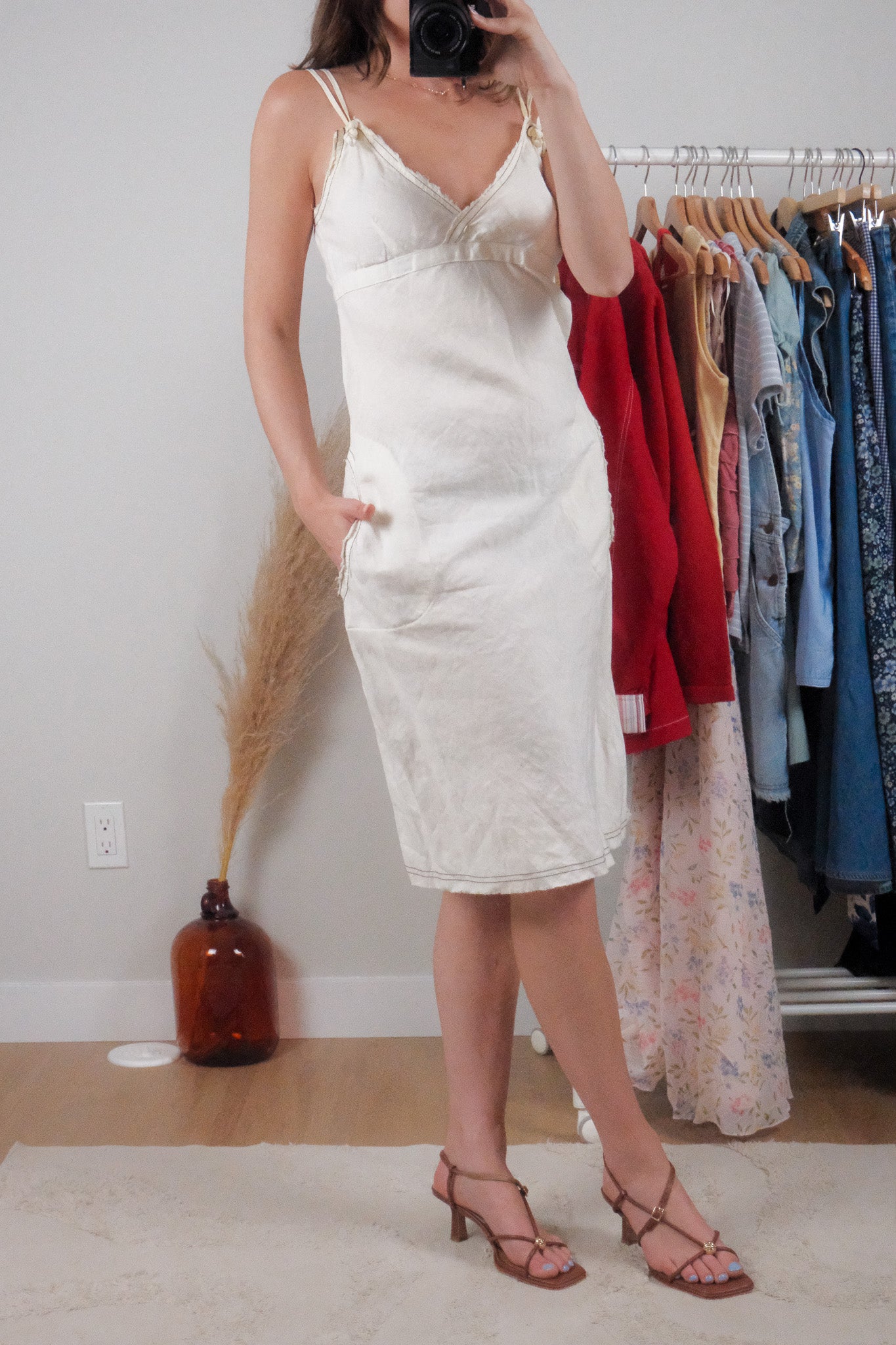 Made in Italy x Vintage x Linen Cargo Midi Dress (S)