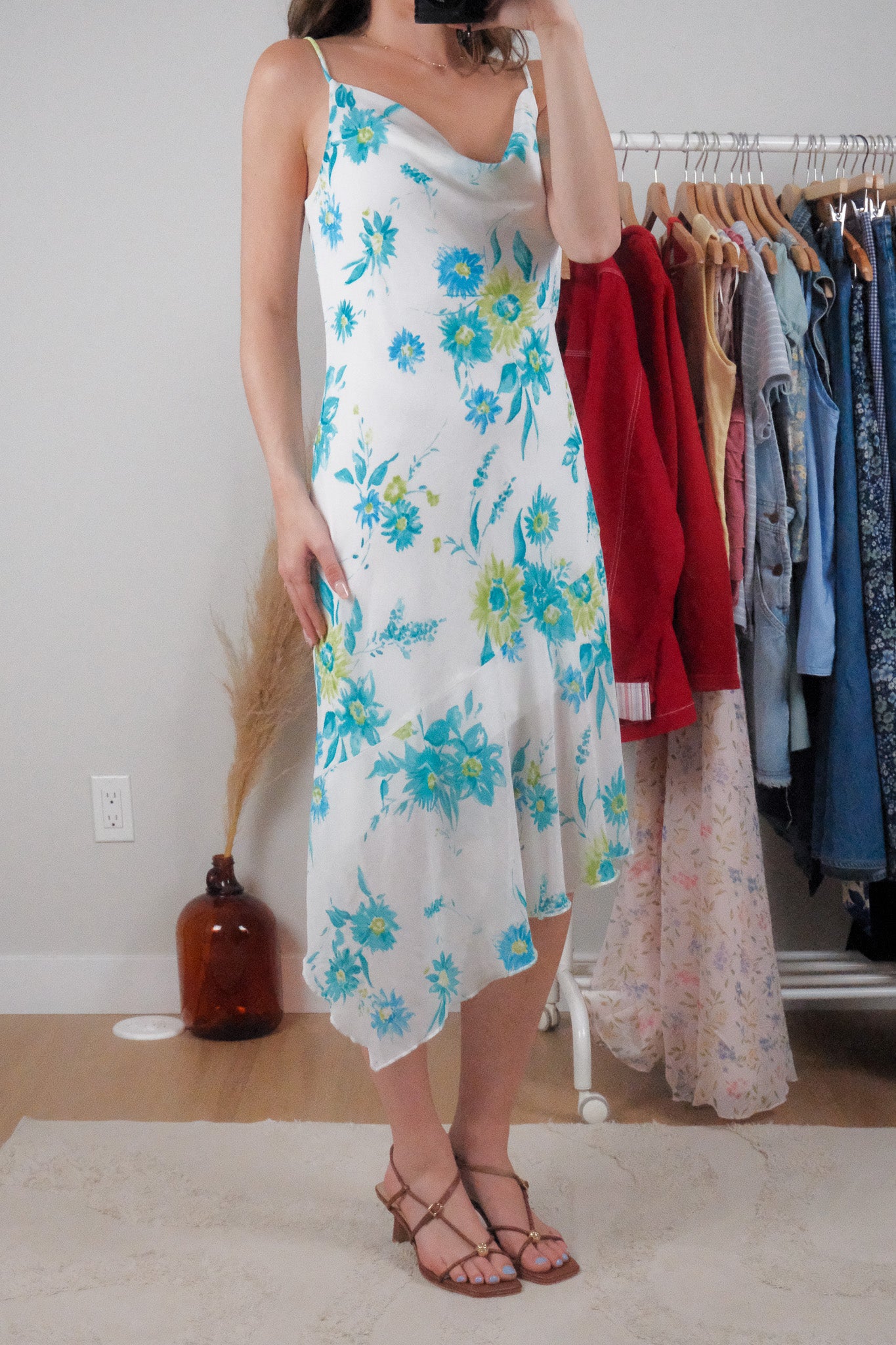 Made in Canada x Vintage x Flower Cowl-Neck Midi Dress (8)