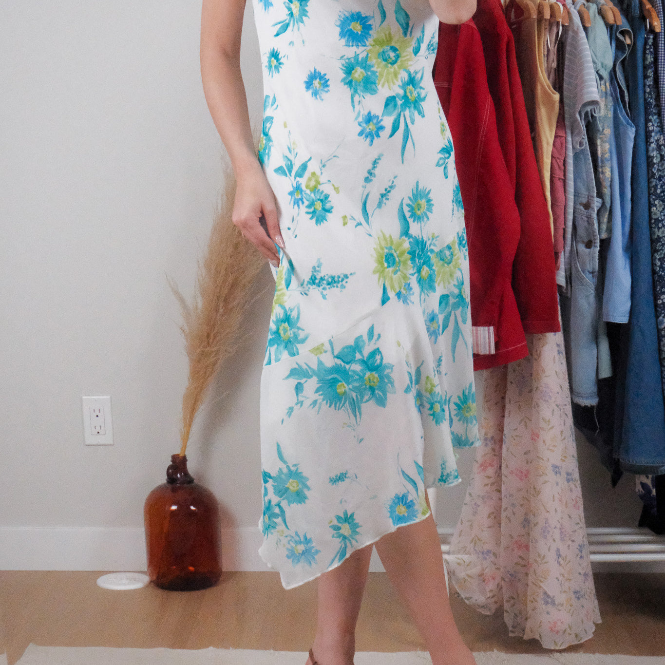 Made in Canada x Vintage x Flower Cowl-Neck Midi Dress (8)