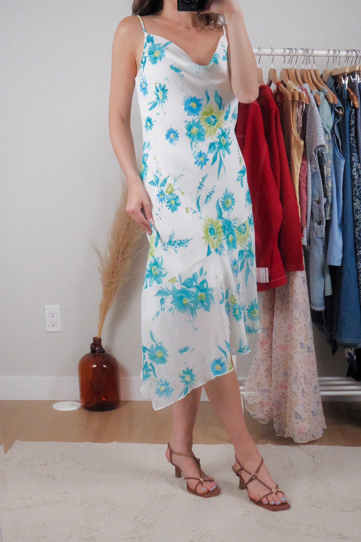 Made in Canada x Vintage x Flower Cowl-Neck Midi Dress (8)