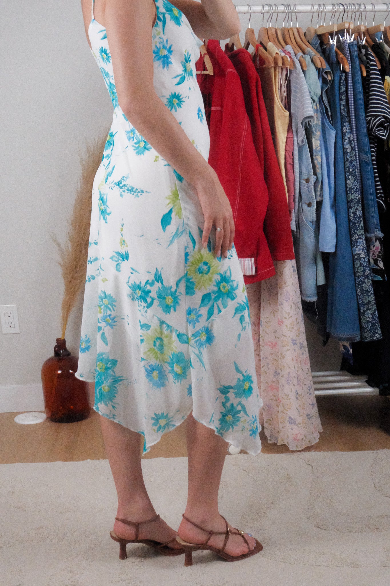 Made in Canada x Vintage x Flower Cowl-Neck Midi Dress (8)