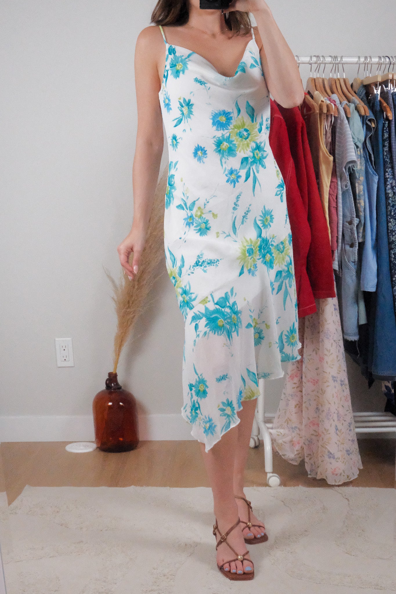 Made in Canada x Vintage x Flower Cowl-Neck Midi Dress (8)
