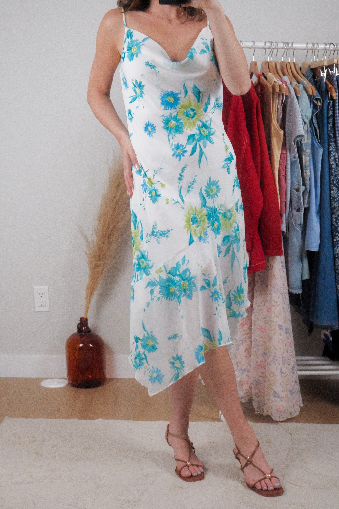 Made in Canada x Vintage x Flower Cowl-Neck Midi Dress (8)
