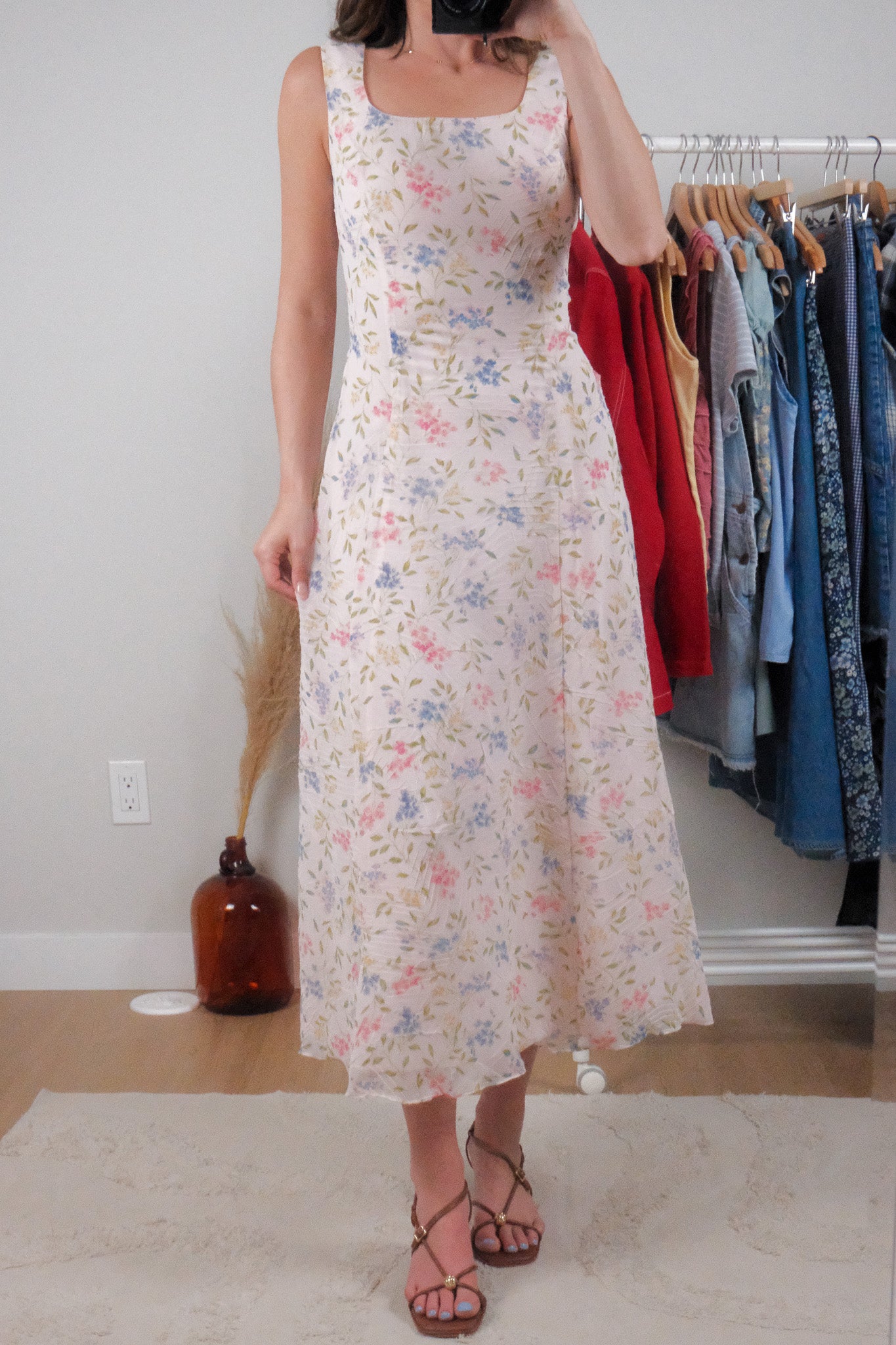 Made in Canada x Vintage x Floral Maxi Dress Corset Back (XS/S)