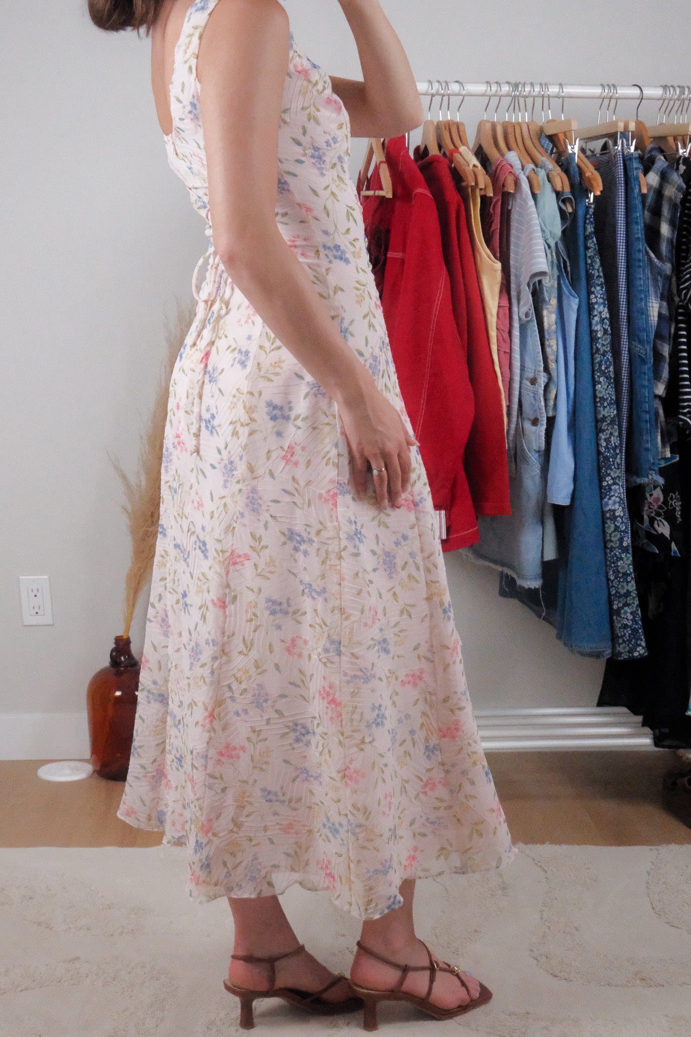 Made in Canada x Vintage x Floral Maxi Dress Corset Back (XS/S)