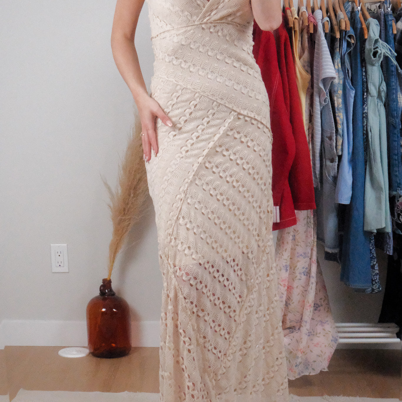 Vintage x Textured Maxi Dress (XS)