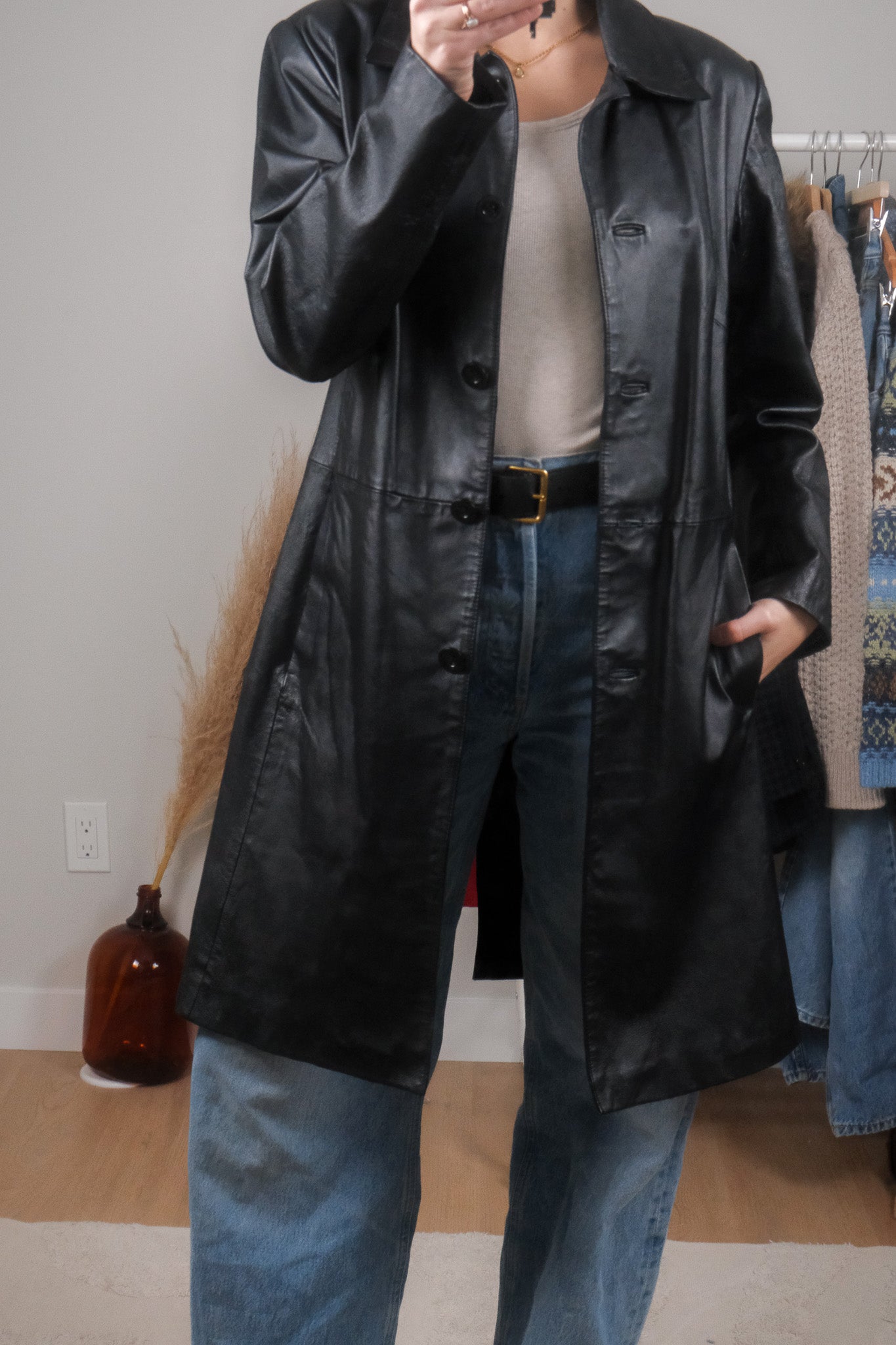 Vintage x Leather Trench Coat (6/8)