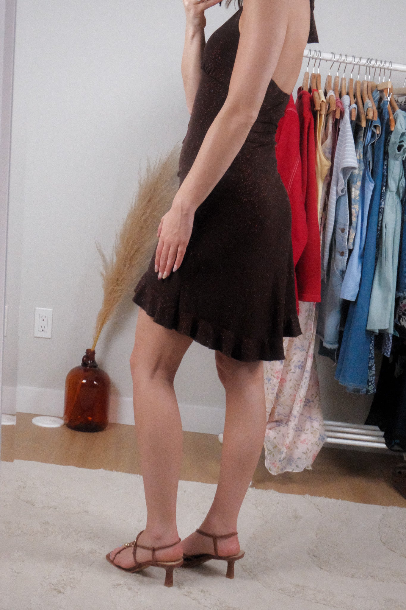 Made in Canada x Vintage x Halter Shimmer Mini Dress (S)