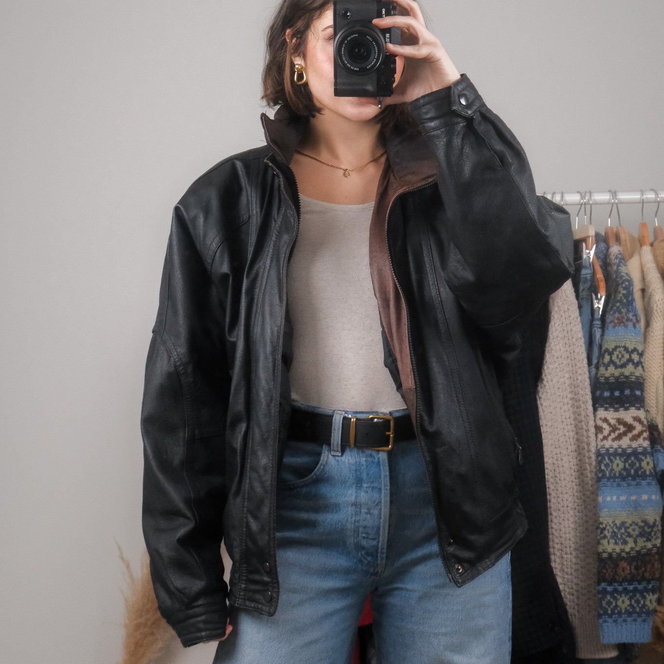 Vintage x Leather Bomber (M/L)