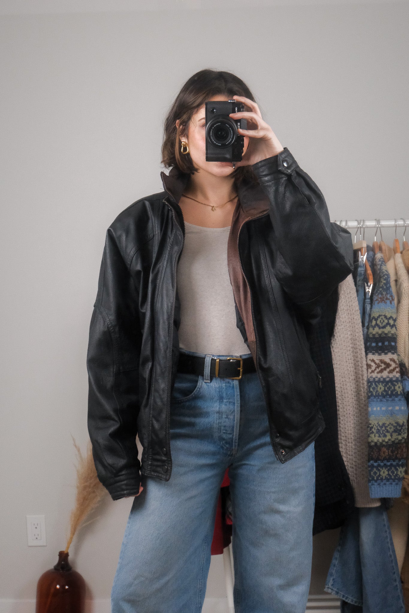 Vintage x Leather Bomber (M/L)