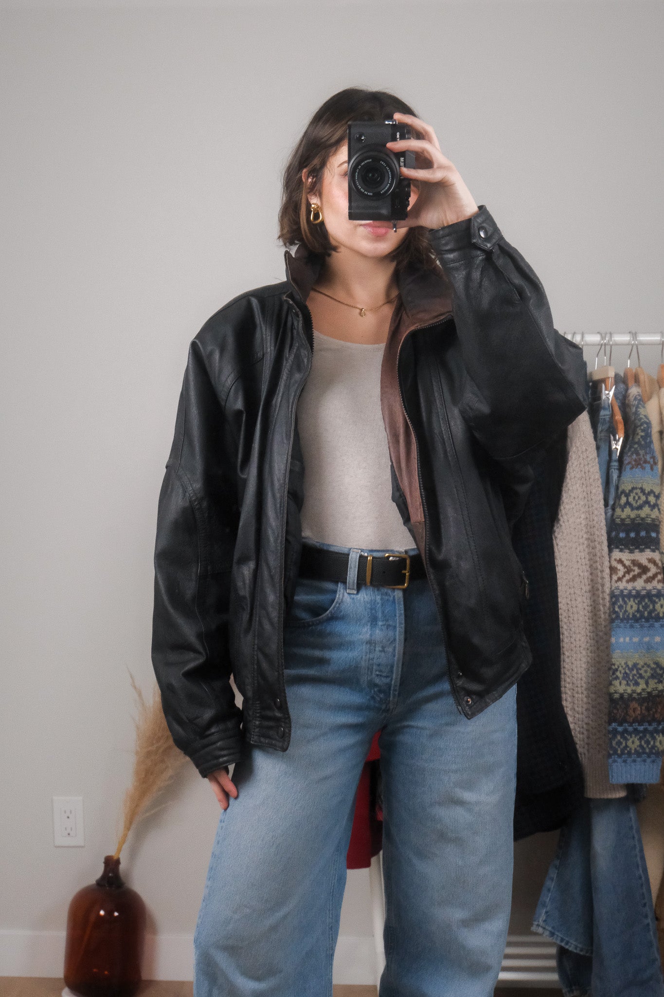 Vintage x Leather Bomber (M/L)