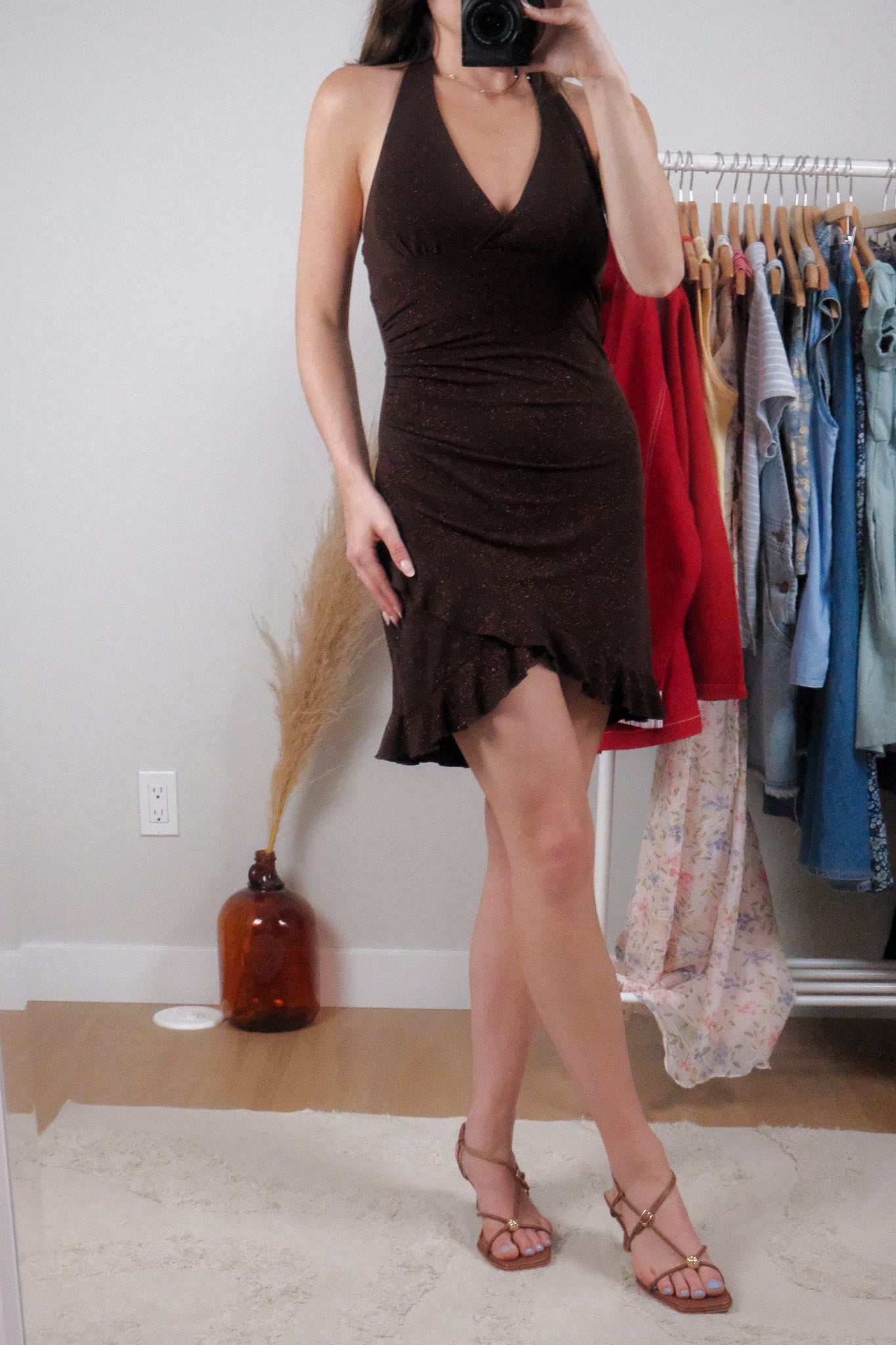 Made in Canada x Vintage x Halter Shimmer Mini Dress (S)