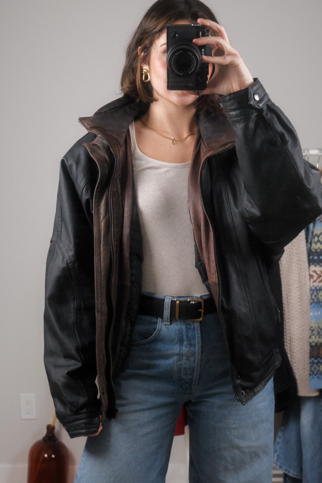 Vintage x Leather Bomber (M/L)