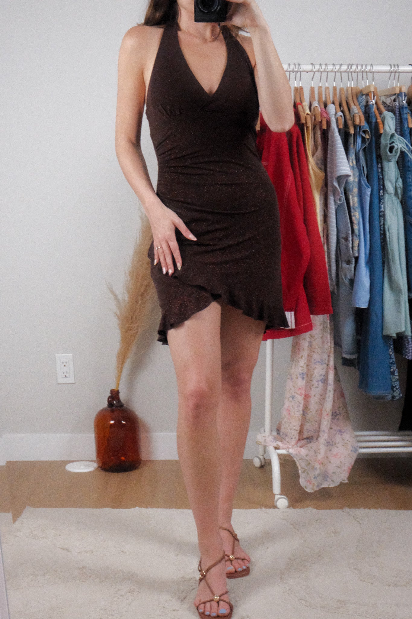 Made in Canada x Vintage x Halter Shimmer Mini Dress (S)