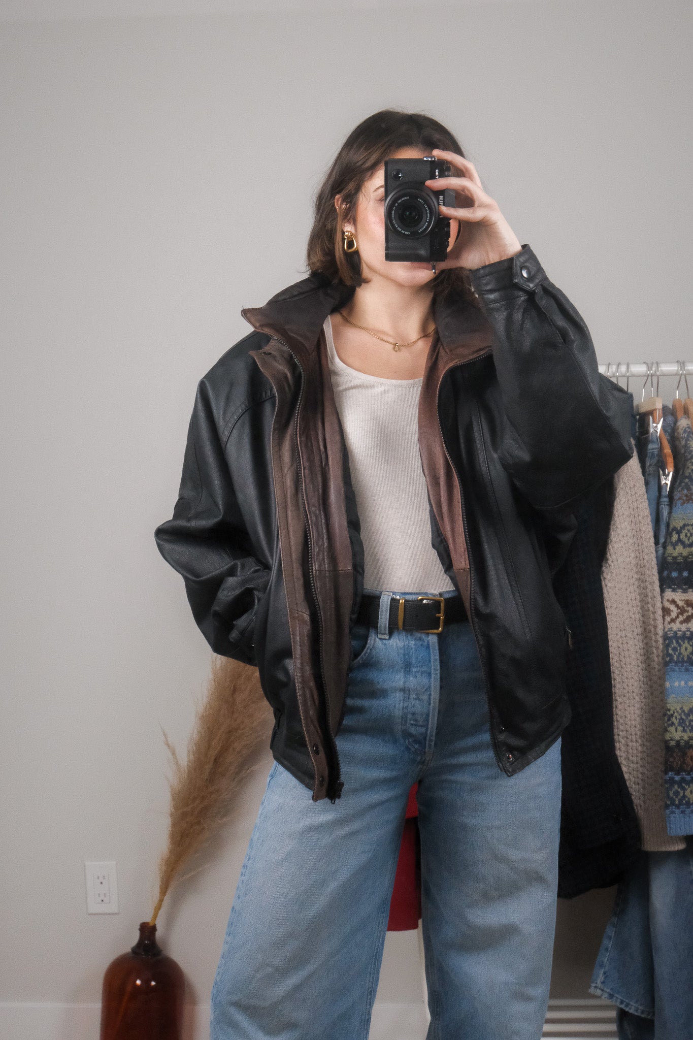 Vintage x Leather Bomber (M/L)