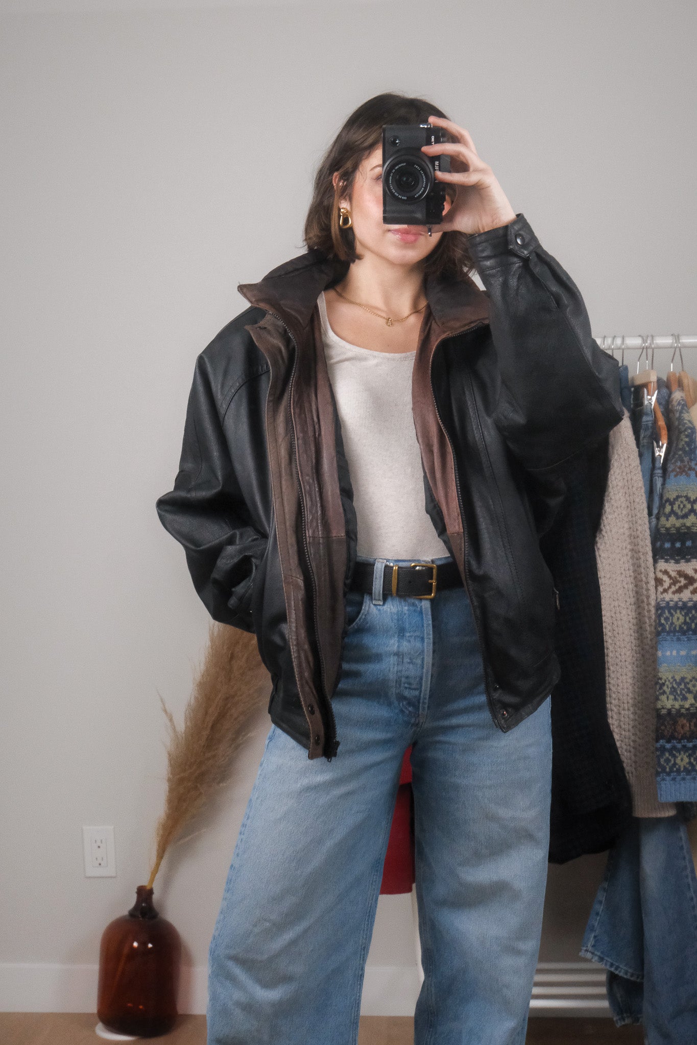Vintage x Leather Bomber (M/L)