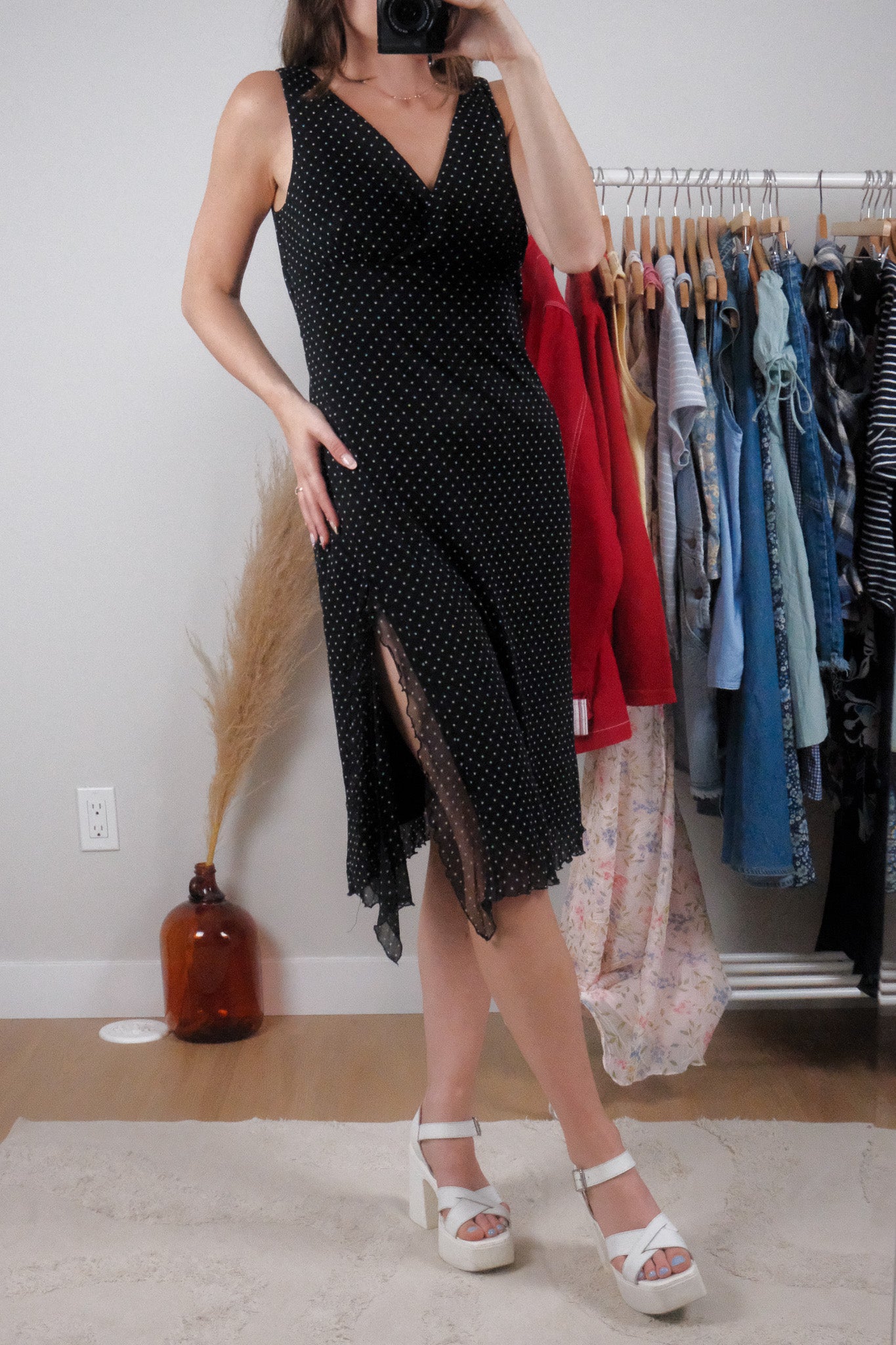 Vintage x Micromesh Polkadot Midi Dress (10)