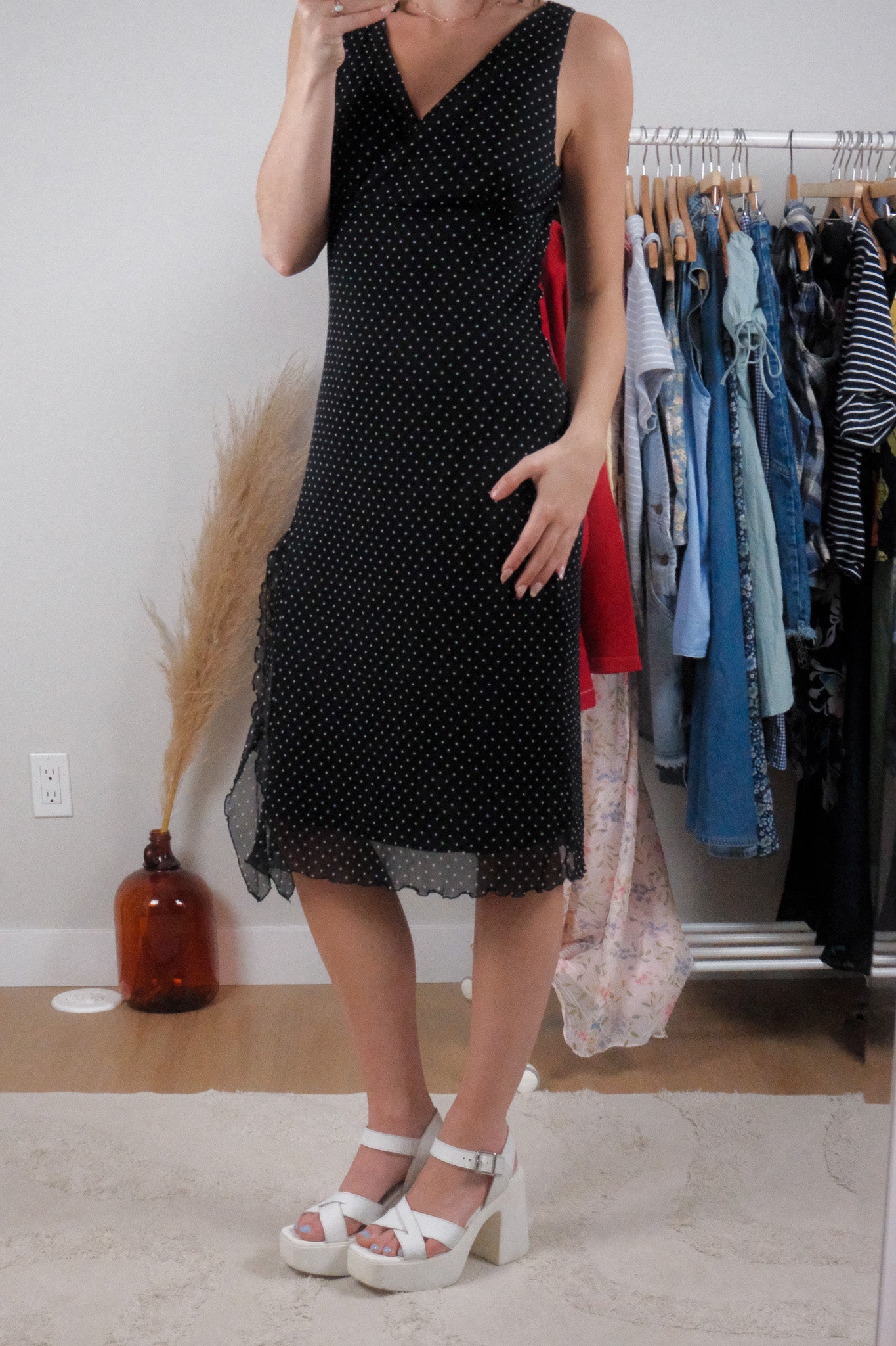 Vintage x Micromesh Polkadot Midi Dress (10)