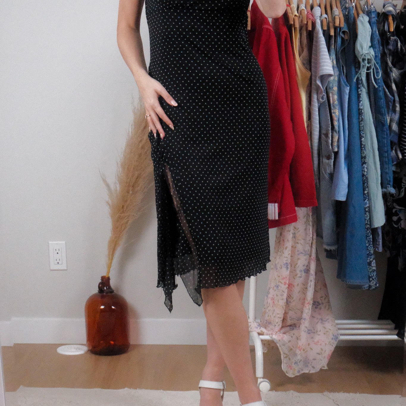 Vintage x Micromesh Polkadot Midi Dress (10)