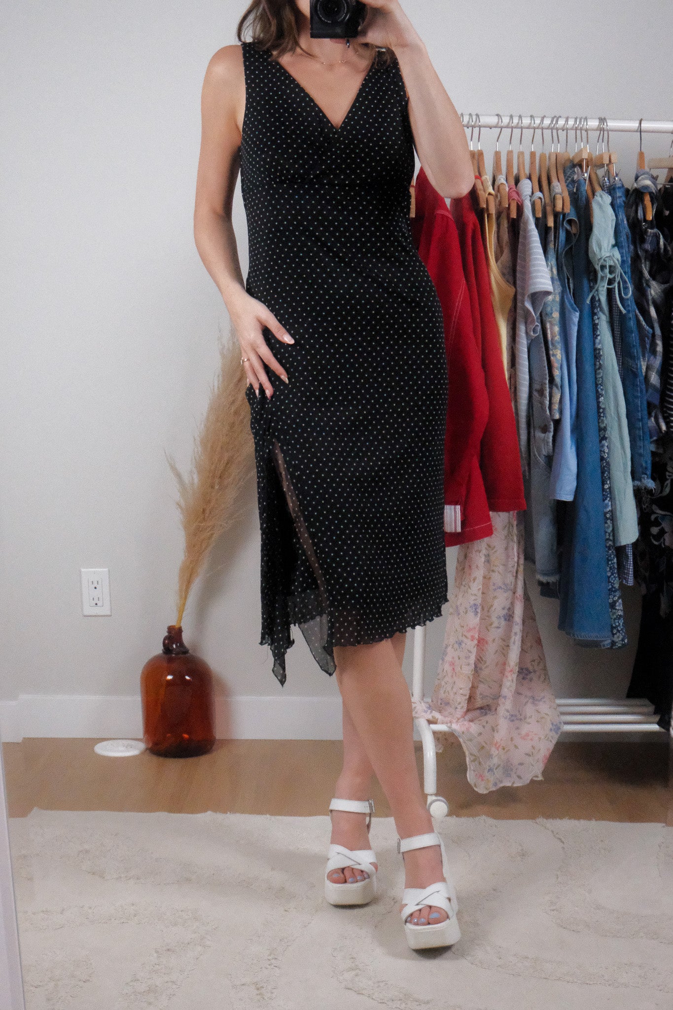 Vintage x Micromesh Polkadot Midi Dress (10)