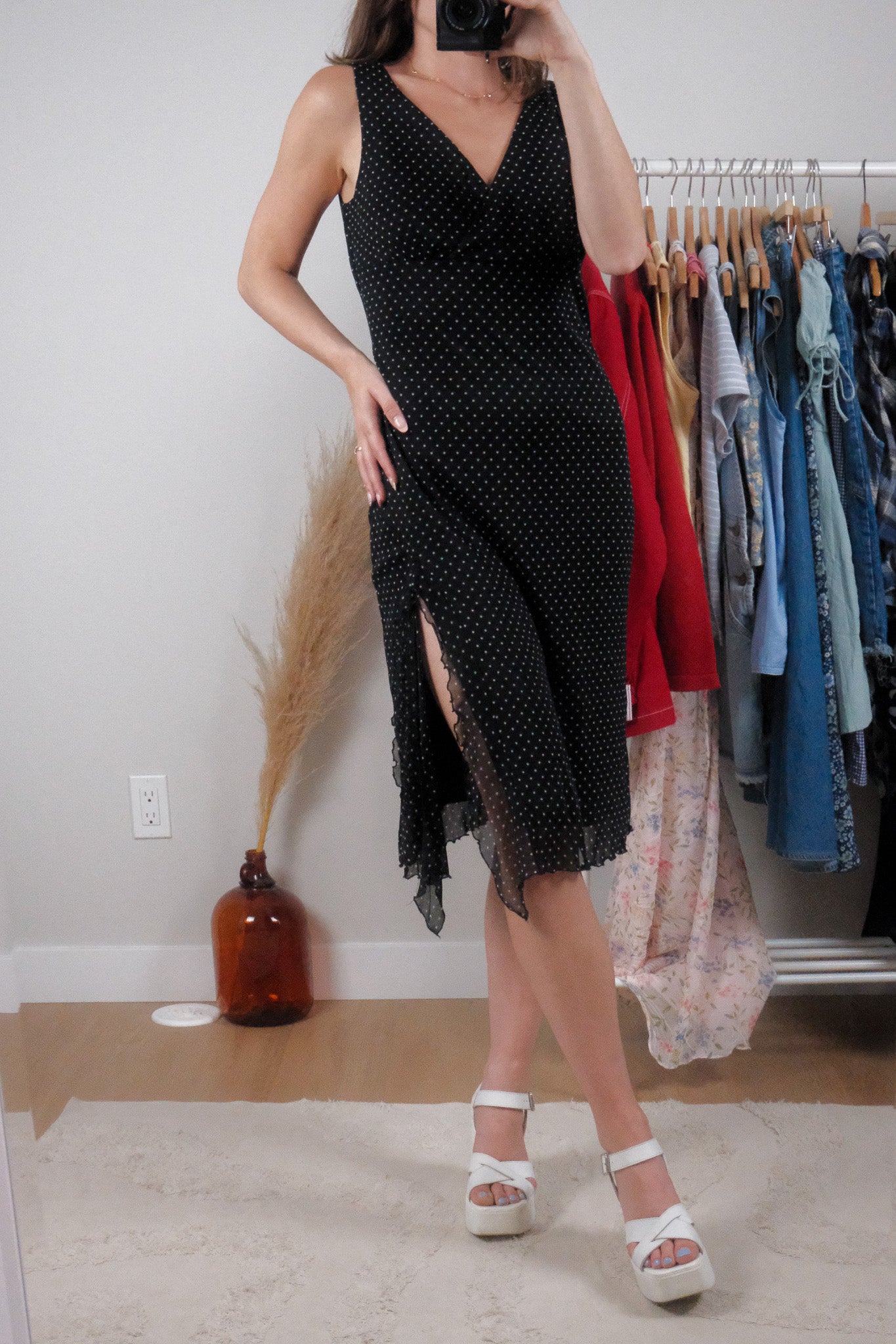 Vintage x Micromesh Polkadot Midi Dress (10)